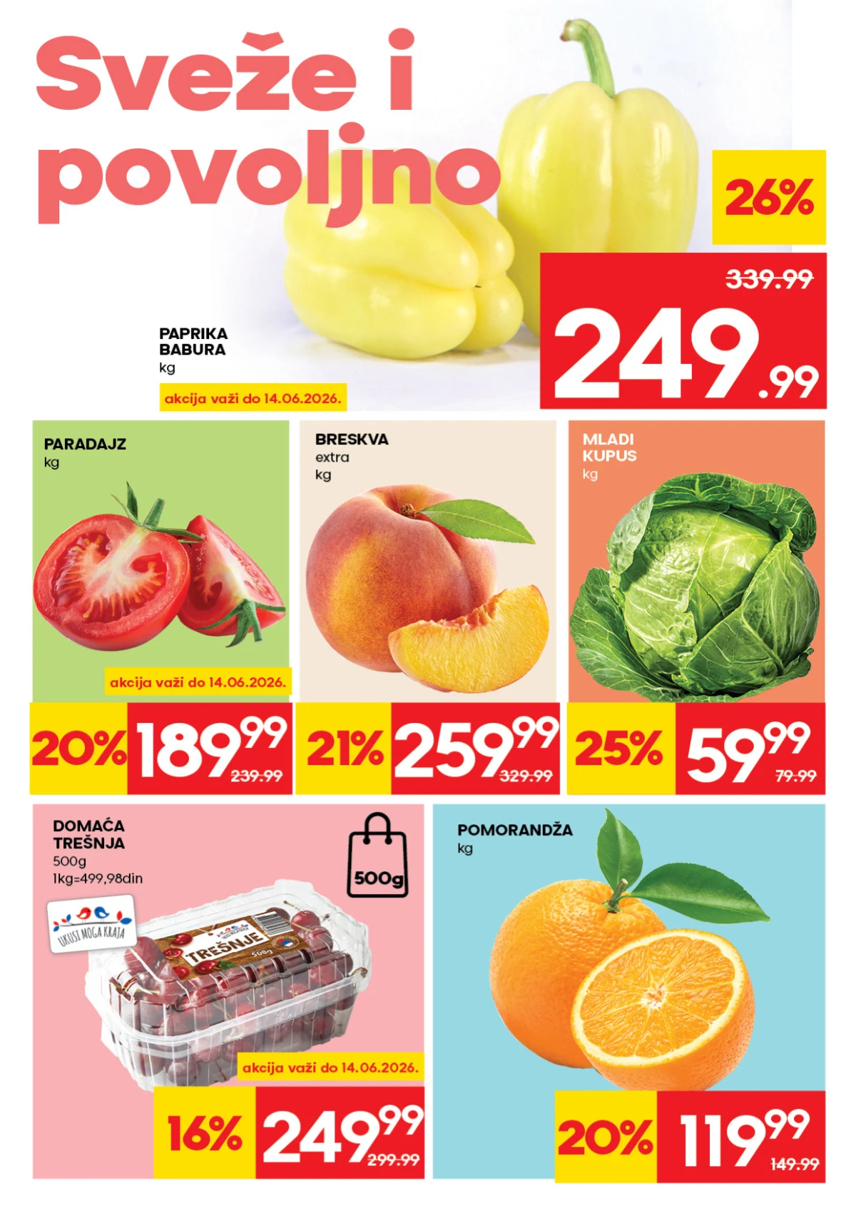 IDEA akcija strana 2 – paprika, paradajz, breskve i pomorandže