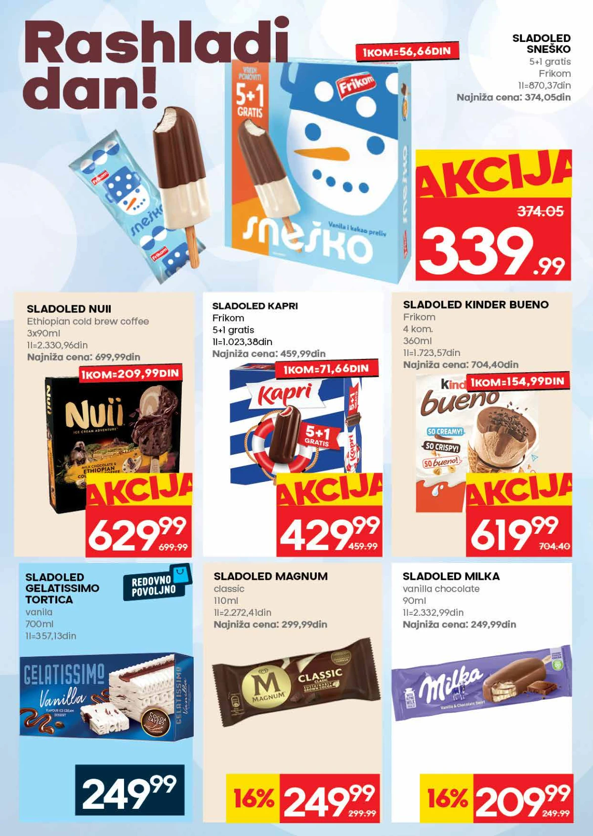 IDEA akcija strana 12 – sladoledi Frikom, Kinder i Magnum