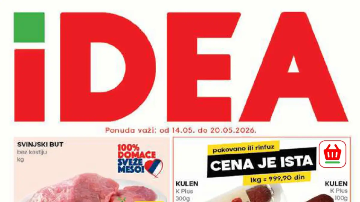 IDEA akcija 14–20.05.2026 – jagode, svinjski but, kulen i Nutella na sniženju