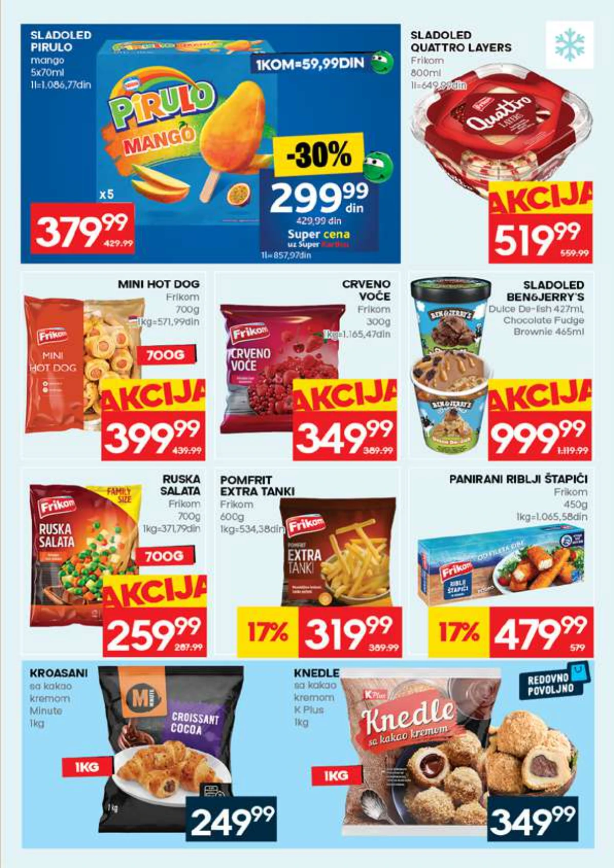 IDEA katalog – sladoledi i zamrznuti proizvodi IDEA akcija strana 13 – Pirulo, Quattro i pomfrit na sniženju