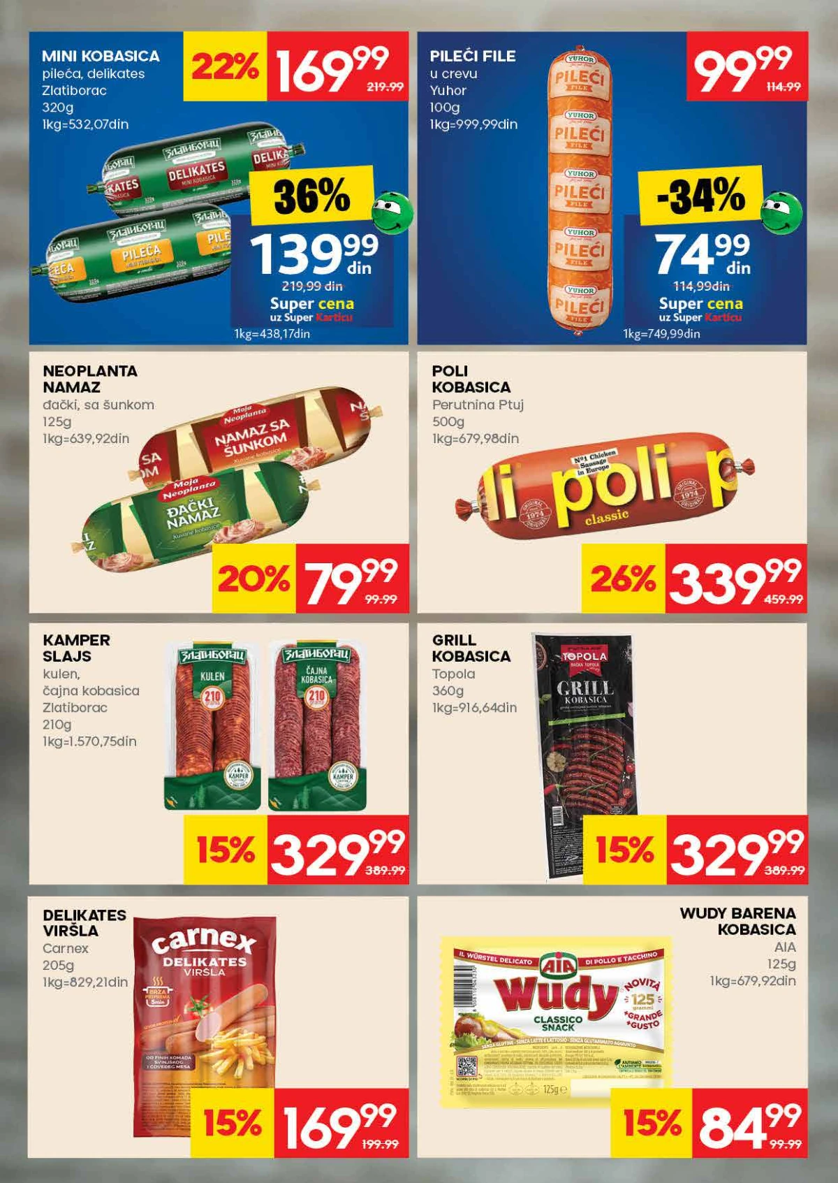 IDEA katalog – kulen, kobasice i delikates akcija IDEA akcija strana 8 – Yuhor kobasice, Zlatiborac kulen i pršut na akciji