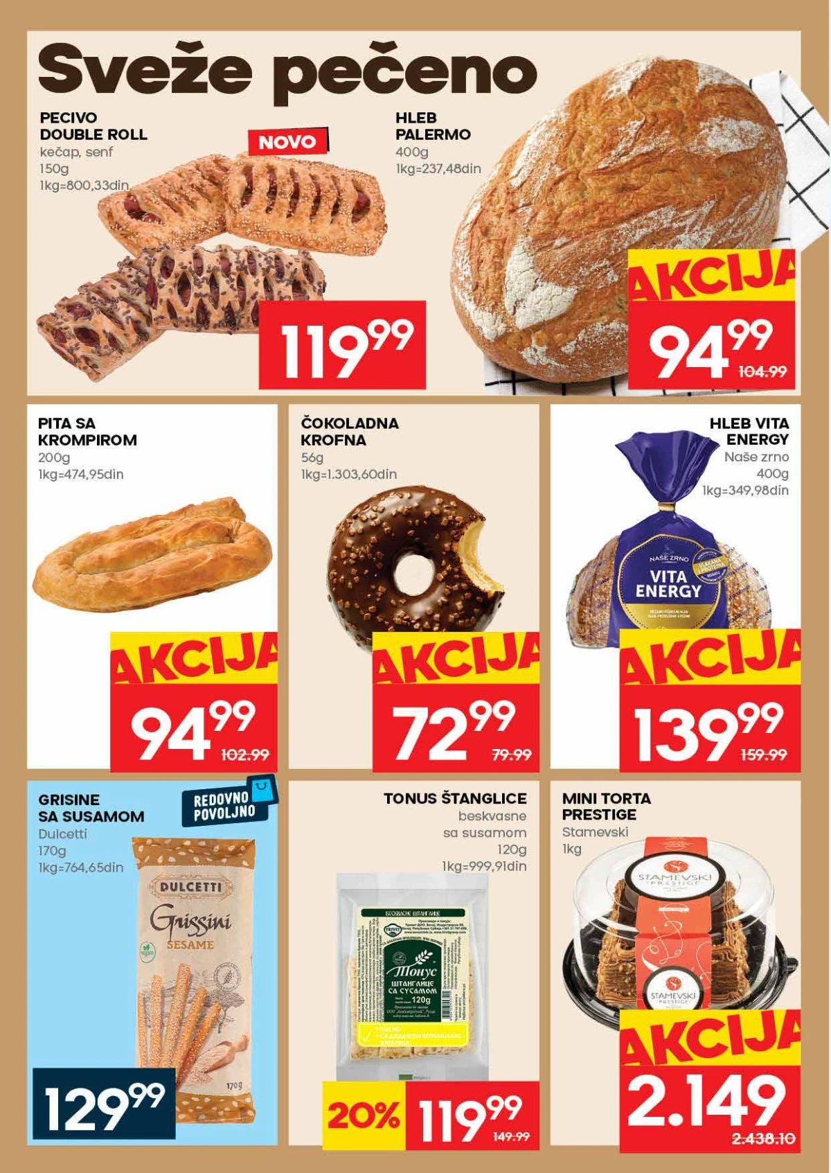 IDEA akcija – pekarski proizvodi po nižim cenama IDEA katalog strana 12 – pizza, baget i hleb na akciji