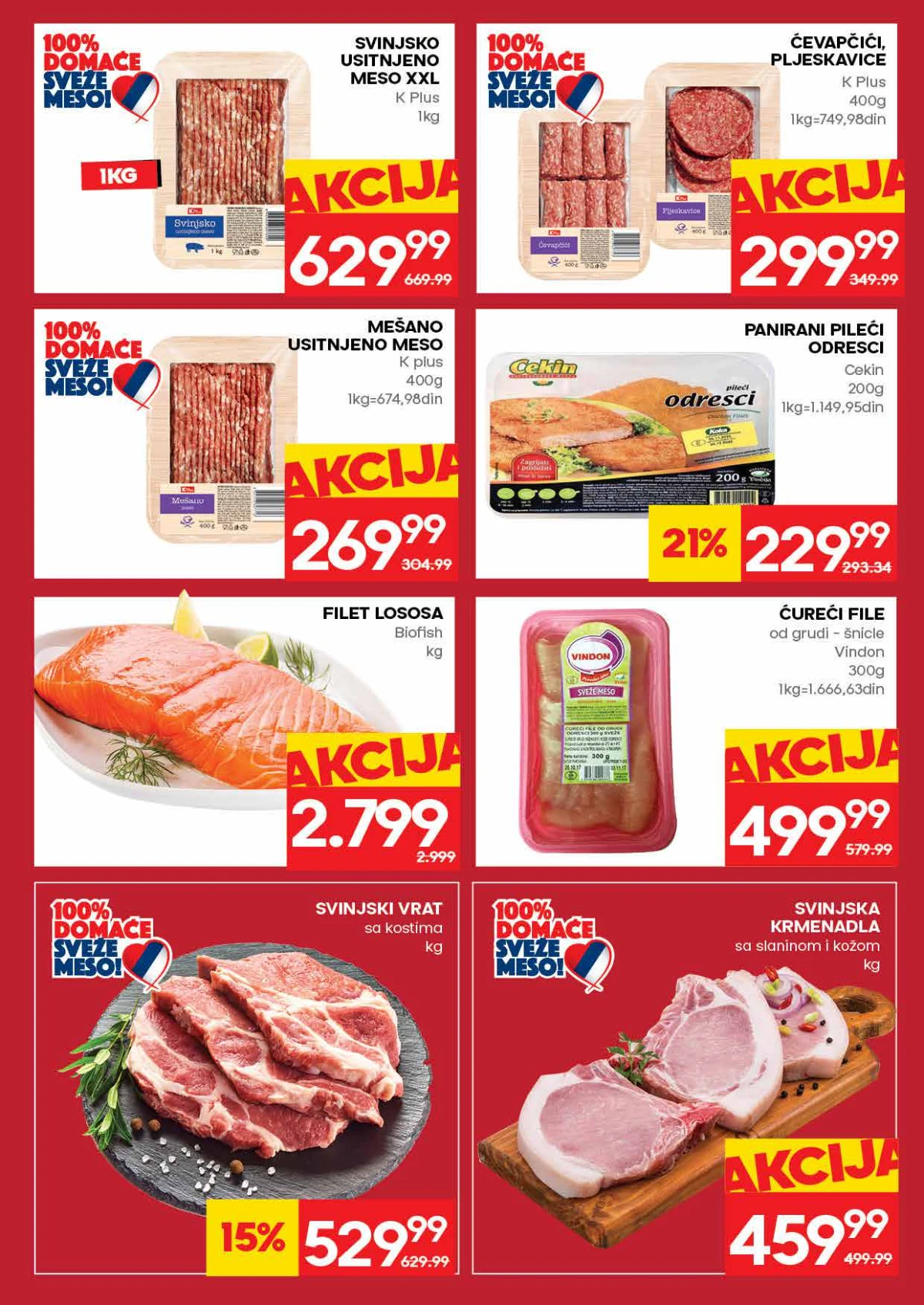 IDEA akcija – ćevapi, pljeskavice i roštilj meso IDEA katalog strana 5 – mleveno meso, ćevapi, losos i svinjska krmenadla po akcijskim cenama