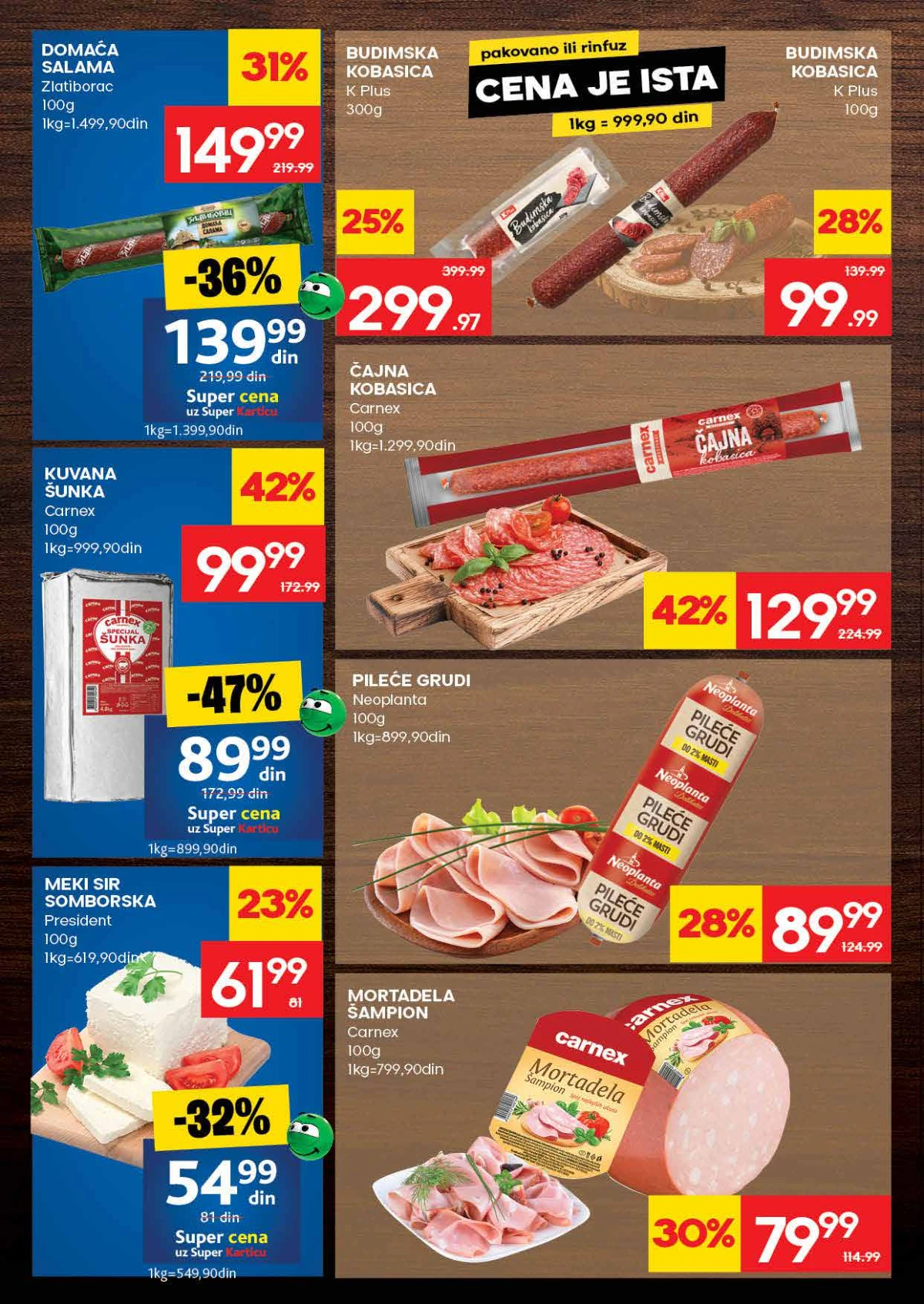 IDEA katalog – kulen, šunka i delikates na akciji IDEA akcija strana 6 – domaća salama, čajna kobasica, pileće grudi i mortadela na sniženju