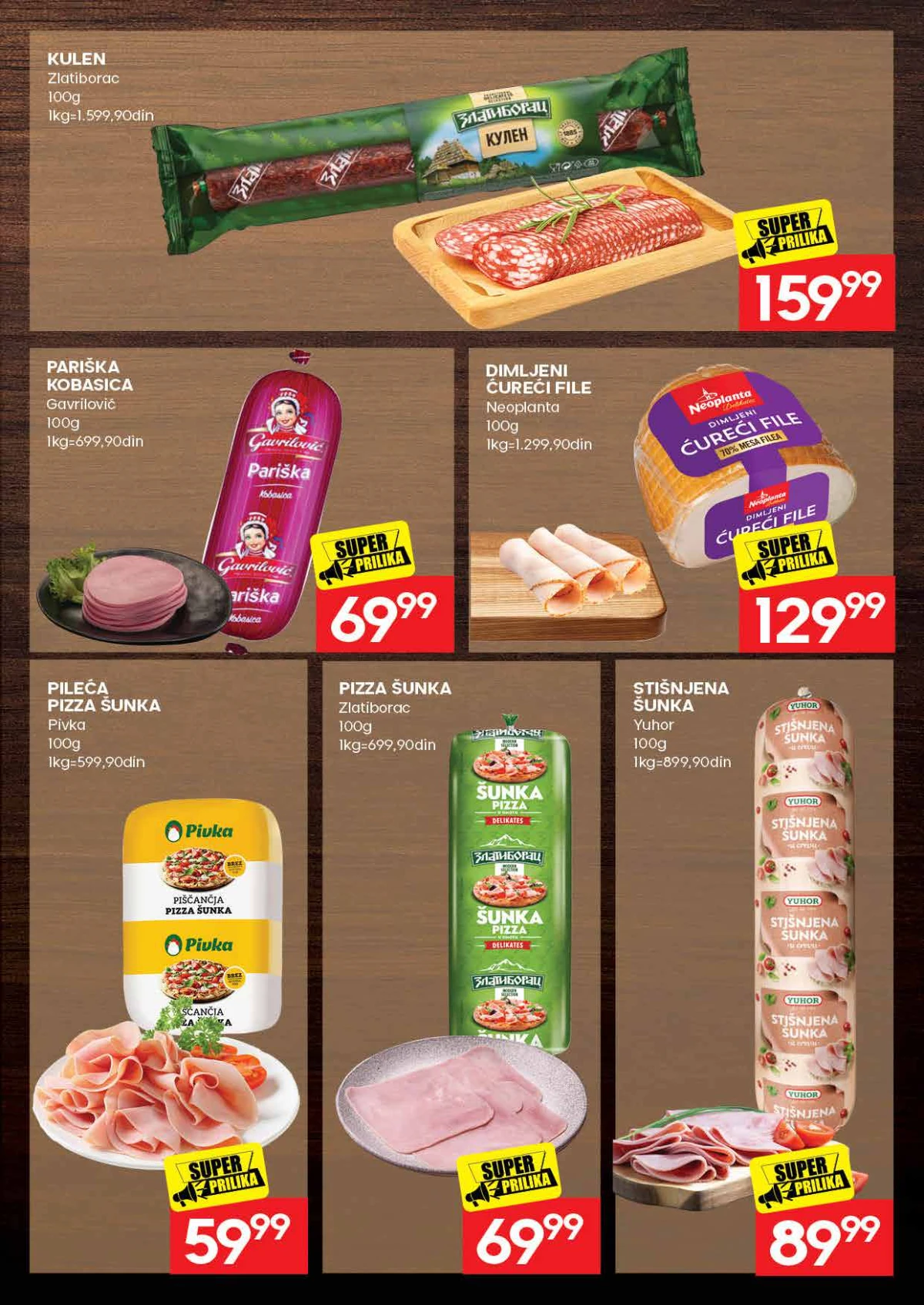 IDEA akcija – sirevi, kobasice i delikates proizvodi IDEA katalog strana 7 – edamer, gouda, grill kobasice i pileća kobasica na akciji