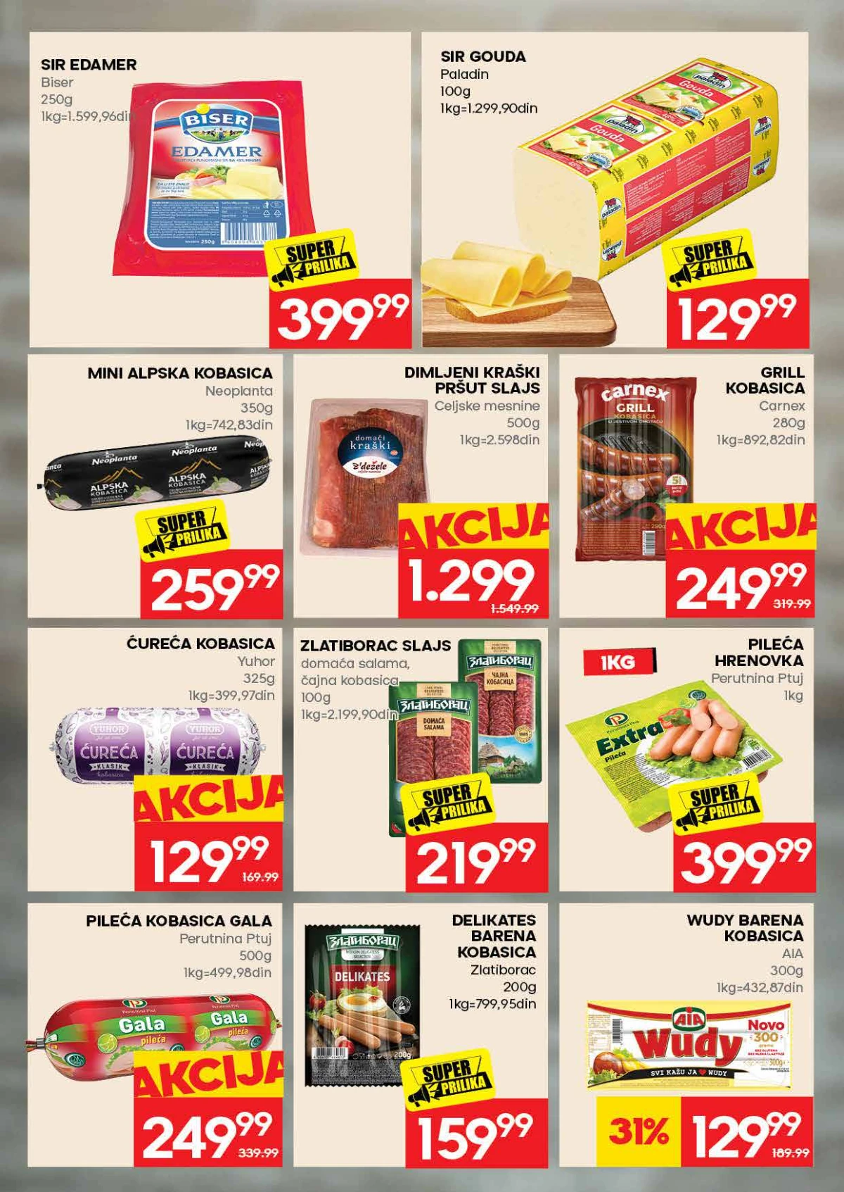 IDEA katalog – kulen, šunka i kobasice na akciji IDEA akcija strana 8 – Zlatiborac kulen, pizza šunka i dimljeni ćureći file po akcijskim cenama