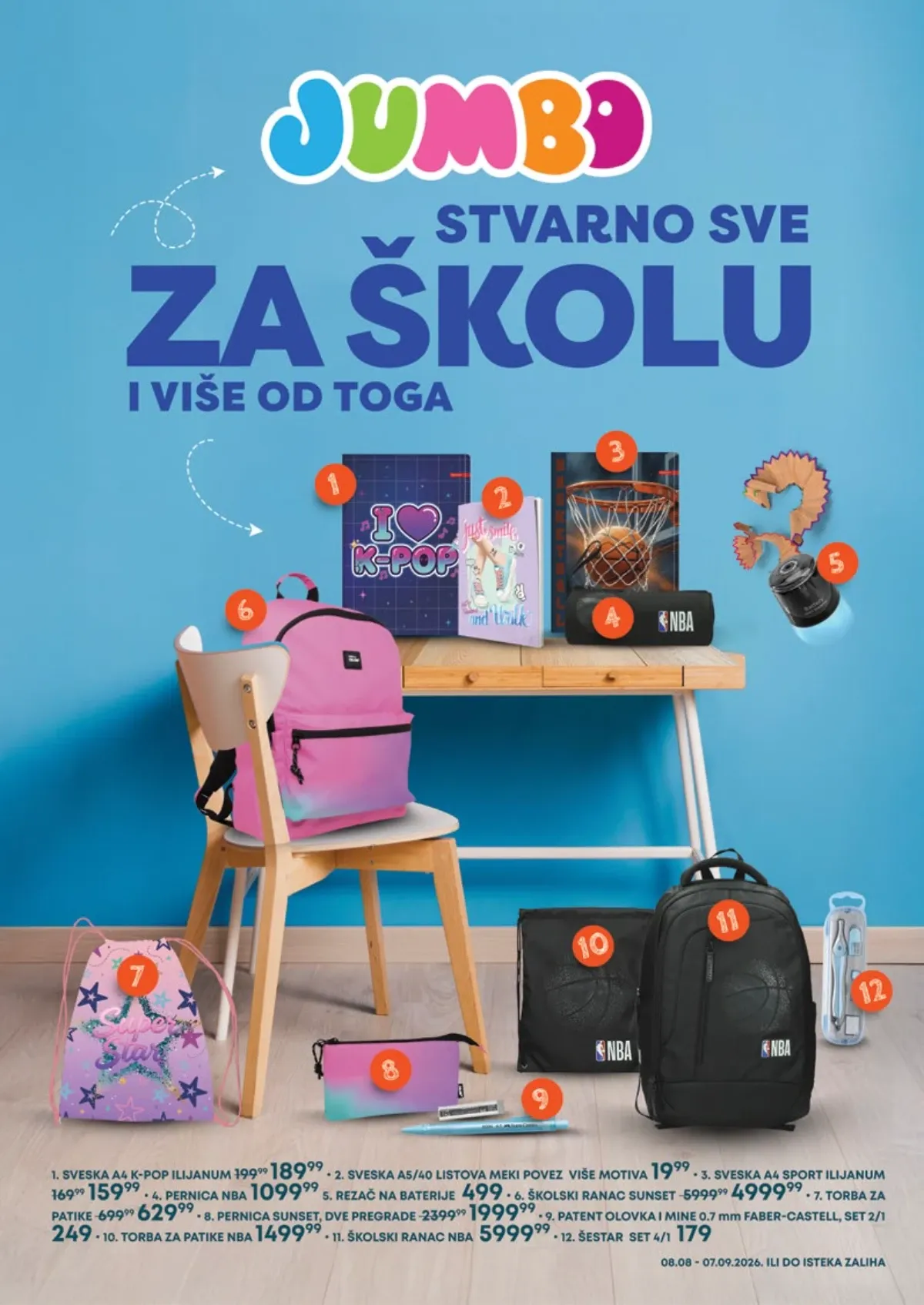 Jumbo Sve za školu 2026 – rančevi, sveske, pernice i školski pribor po akcijskim cenama