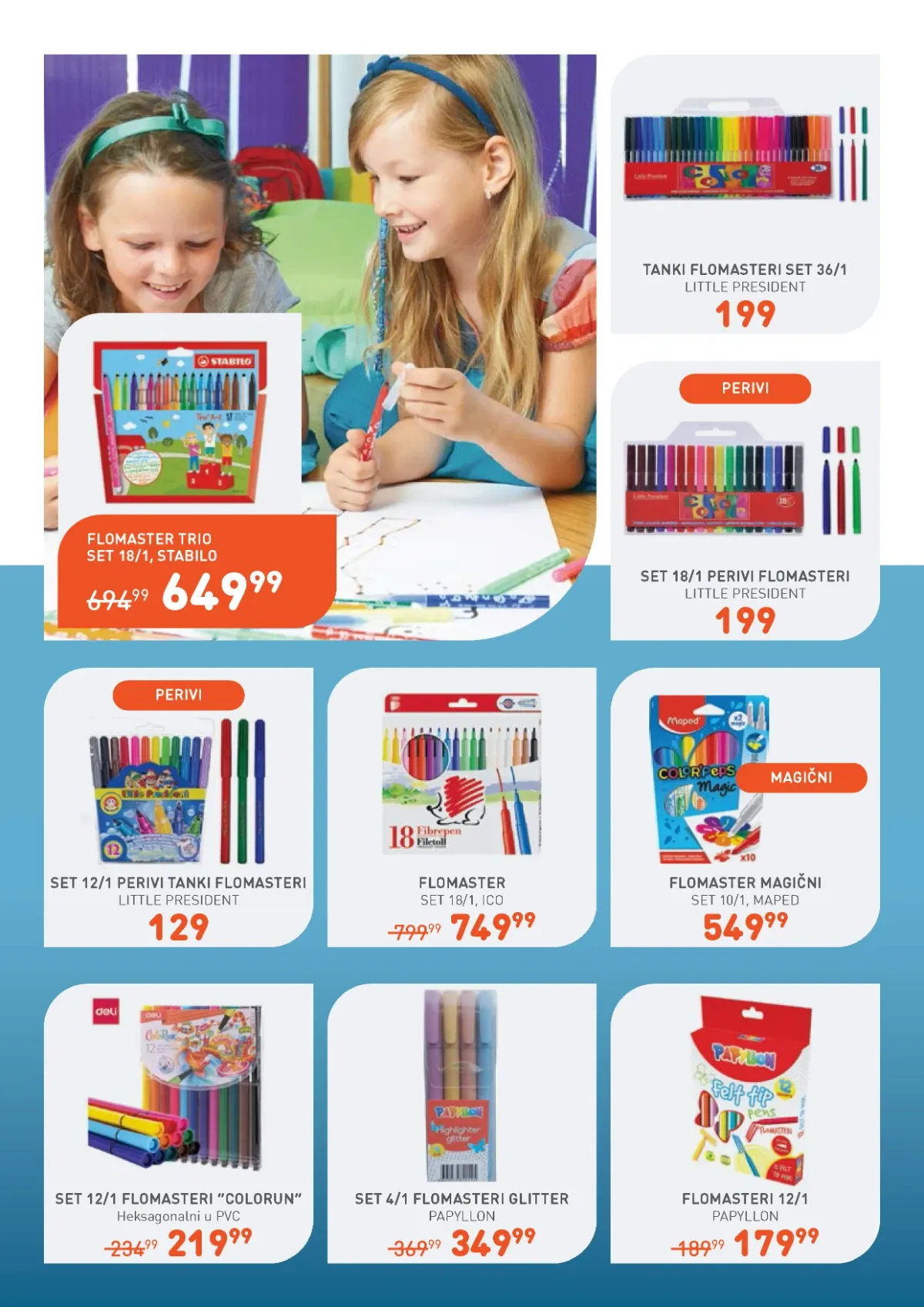 Jumbo flomasteri – Stabilo, Maped, ICO i drugi setovi za školu