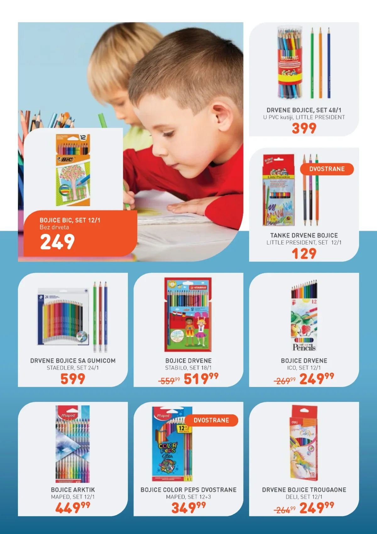 Jumbo drvene bojice – BIC, Staedtler, Stabilo, Maped i drugi setovi