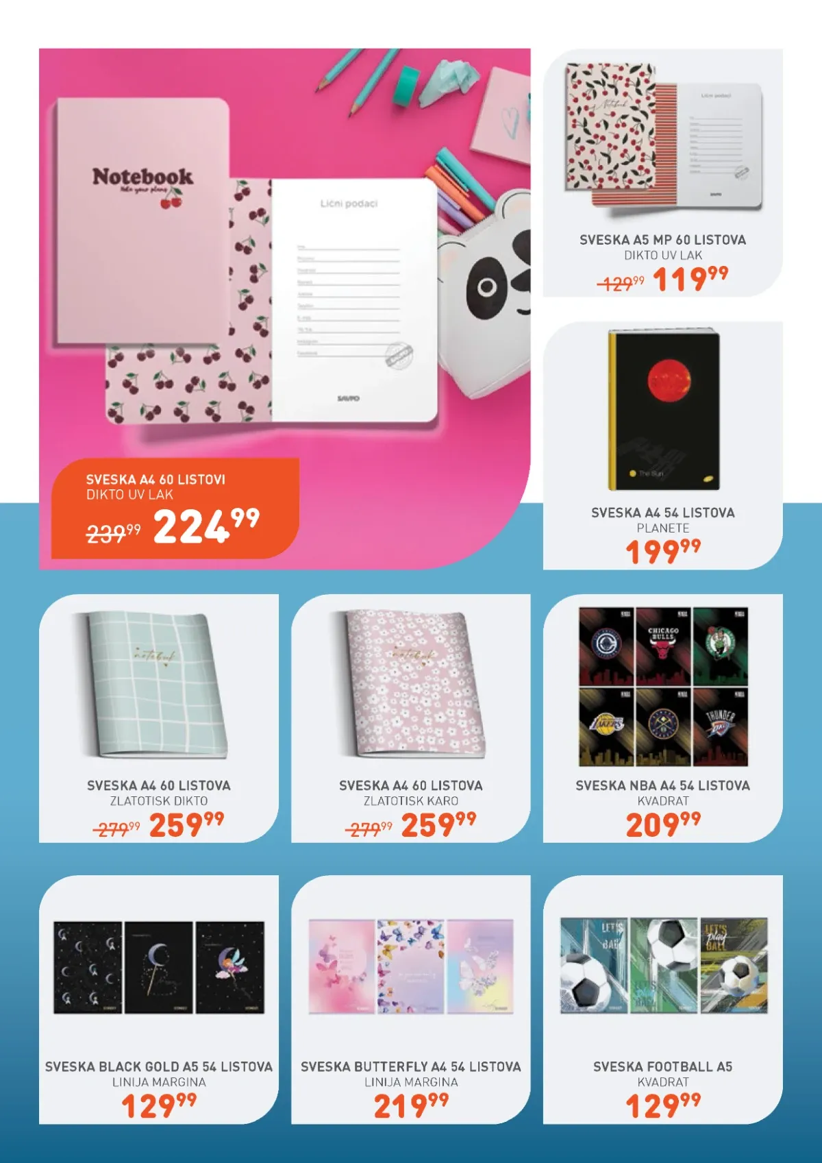 Jumbo sveske – A4 i A5 modeli, NBA, Football i Black Gold dezeni