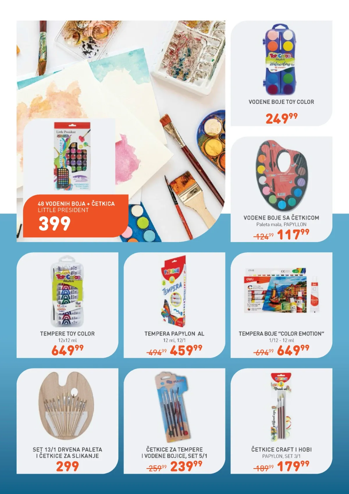 Jumbo Sve za školu katalog – vodene boje, tempere, četkice i slikarski pribor