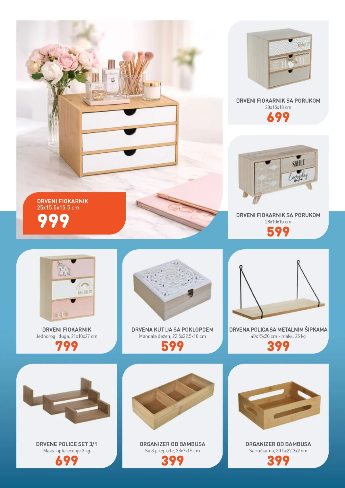 Jumbo Sve za školu katalog – drveni fiokarnici, kutije, police i organizatori