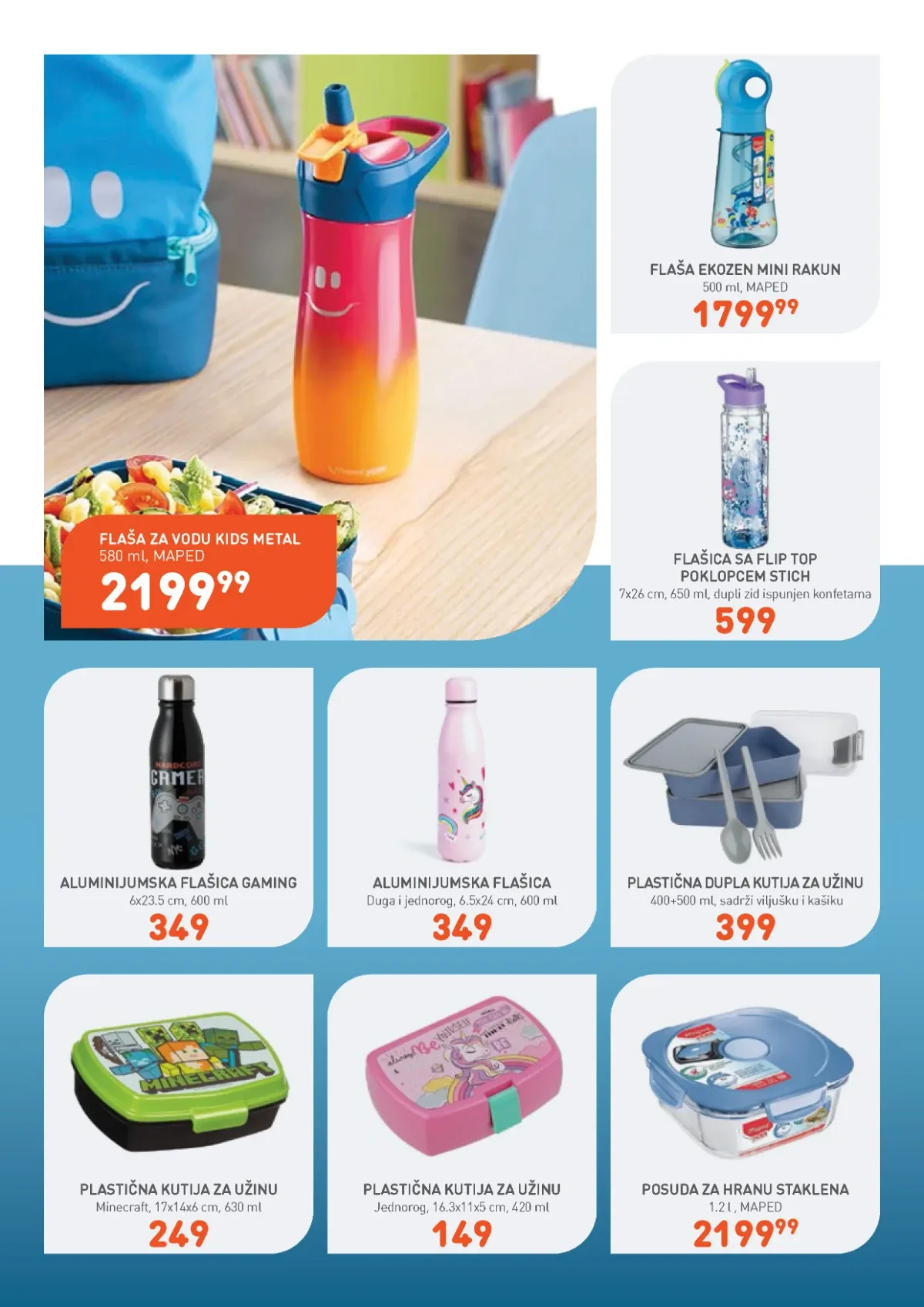Jumbo Sve za školu katalog – flaše za vodu, kutije za užinu i posude za hranu