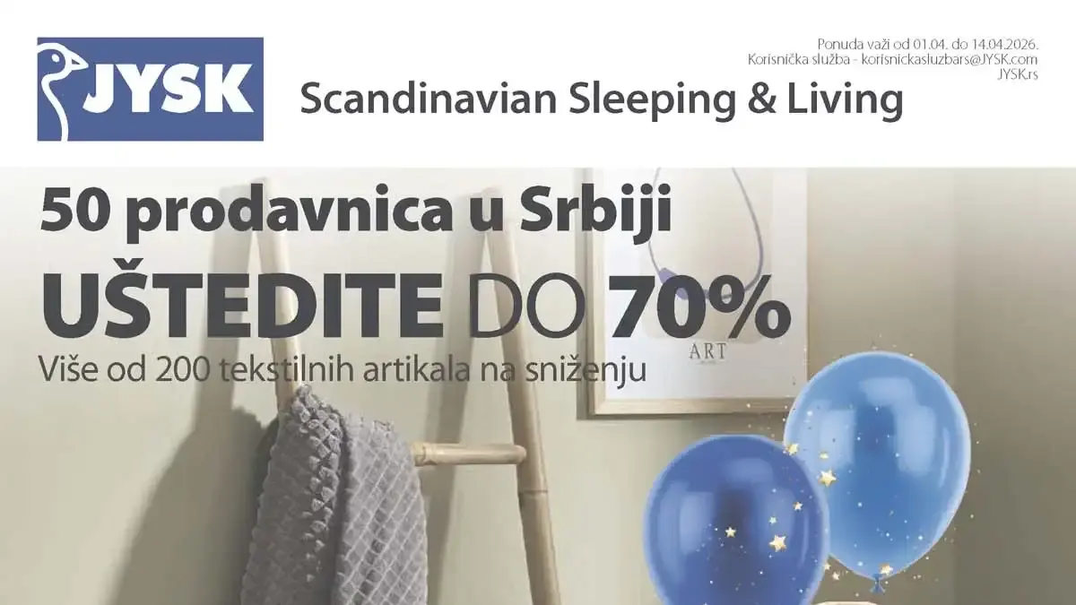 JYSK super akcija katalog sniženja do 70% važi do 14.04.2026 strana 1