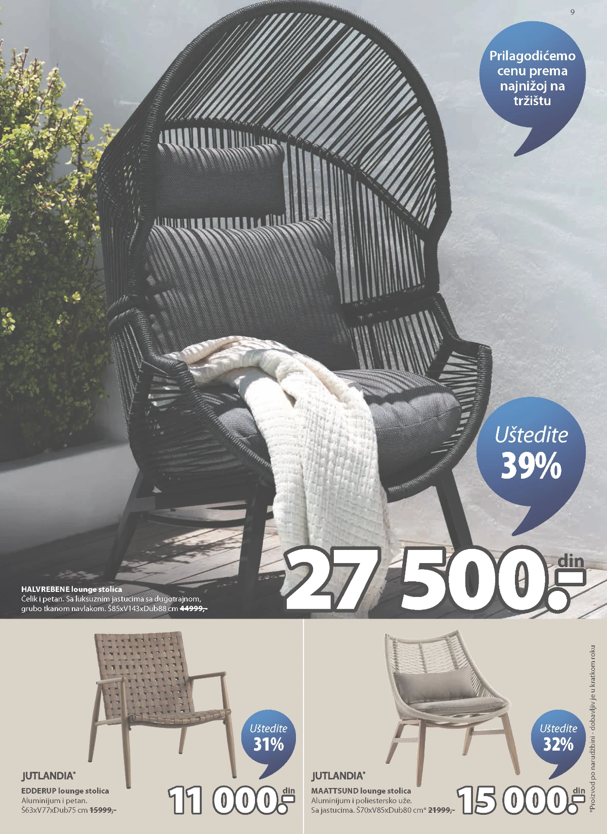 JYSK lounge stolice za baštu i terasu do 39% popusta