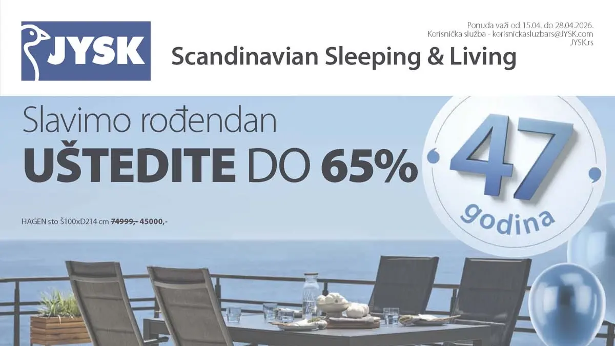 JYSK super akcija katalog sniženja do 65% važi do 28.04.2026 strana 1