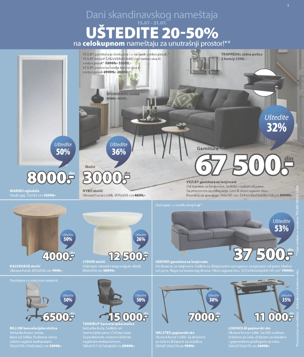 JYSK katalog sa ponudom sofa, fotelja, komoda i TV elemenata