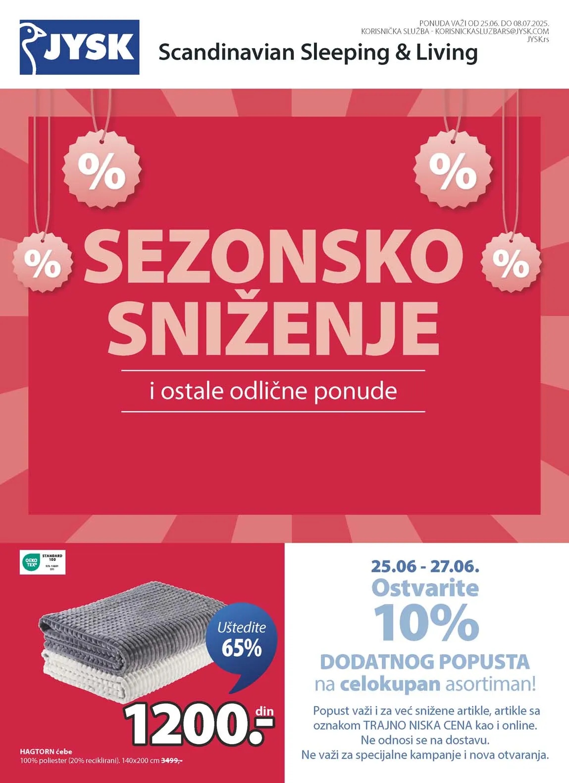 JYSK Akcija LETNA SUPER AKCIJA sniženja 08.07.2025