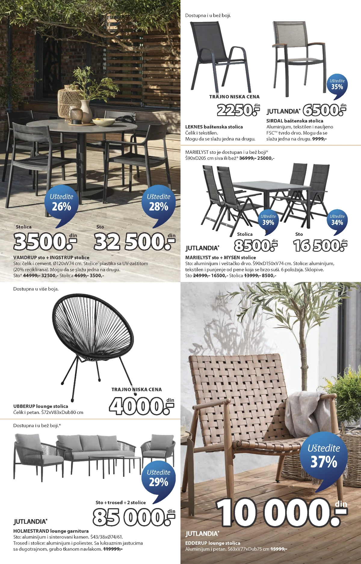 JYSK baštenski nameštaj – stolovi, stolice, lounge garniture i baštenske stolice na akciji