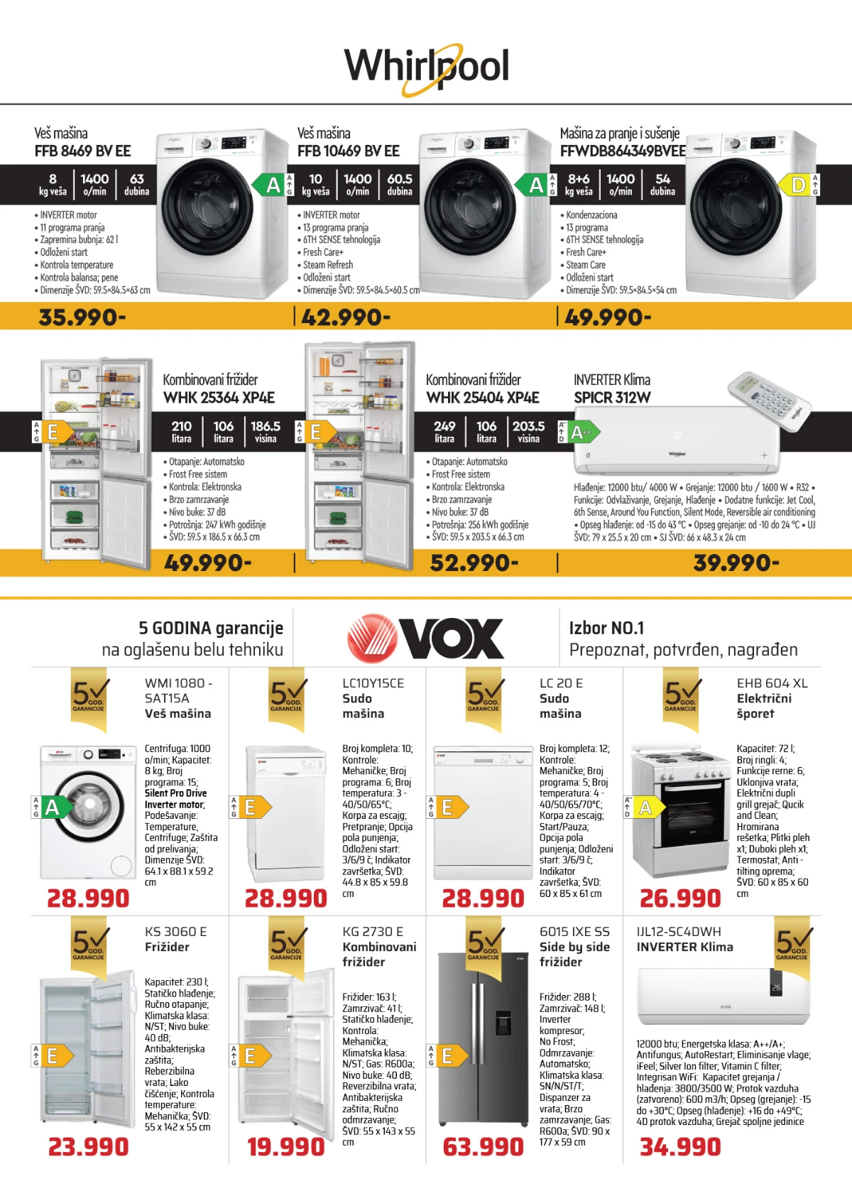 Kondor AS katalog maj 2026 Whirlpool veš mašine i Vox uređaji akcija strana 6