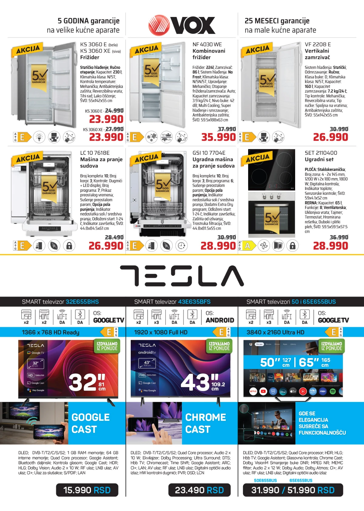 Kondor AS katalog strana 3 – VOX frižideri, sudomašine, Tesla Smart televizori i kućni aparati