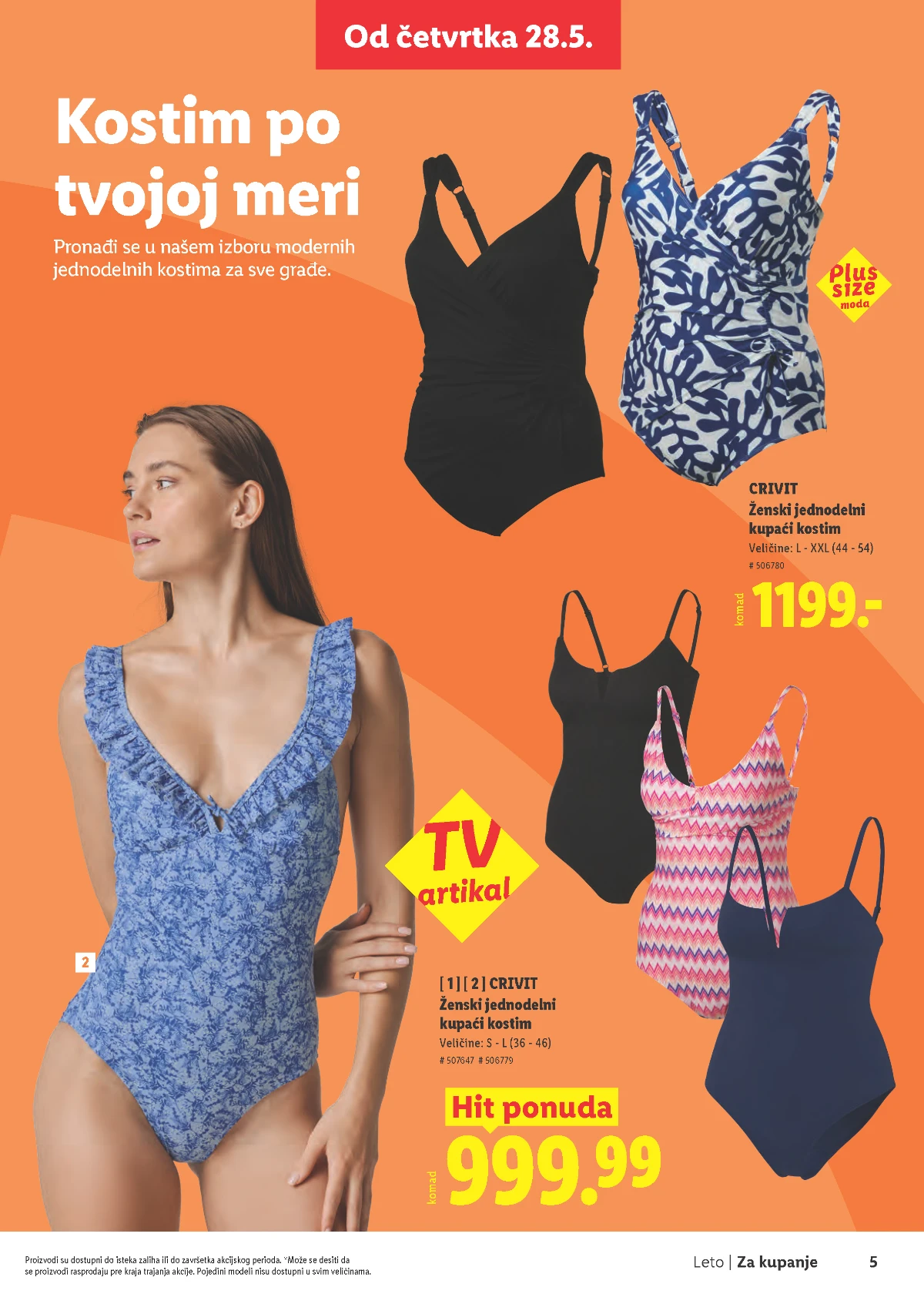 Lidl Leto 2026 strana 5 – ženski kupaći kostimi od 999,99 RSD Lidl Leto 2026 strana 5 – Crivit ženski kupaći kostimi po cenama od 999,99 RSD