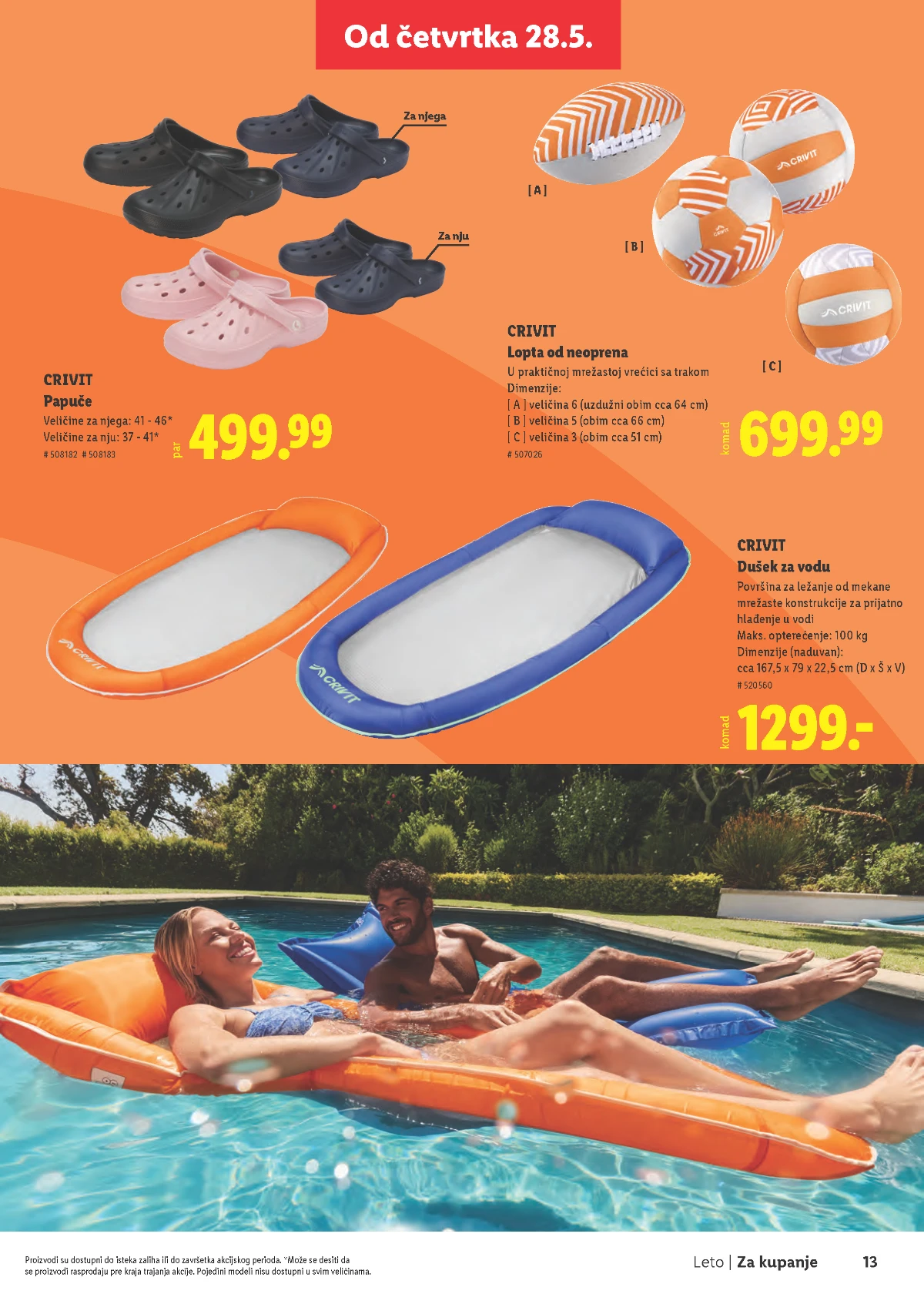 Lidl Leto 2026 strana 13 – oprema za kupanje, plažu i putovanja Lidl Leto 2026 strana 13 – asortiman za uživanje tokom leta