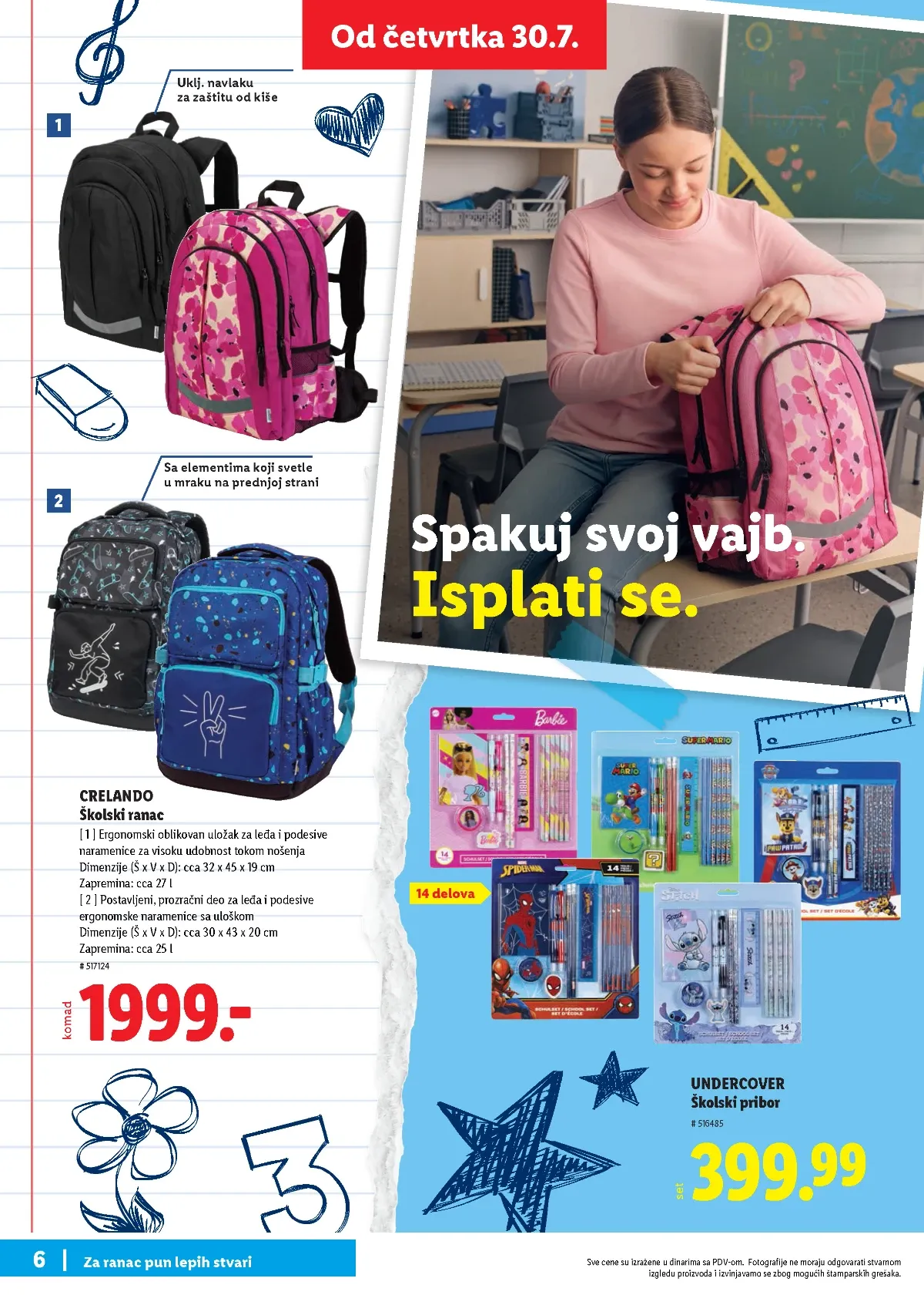 Lidl školski katalog stranica 6 – CRELANDO školski ranac za 1.999 RSD i UNDERCOVER školski pribor
