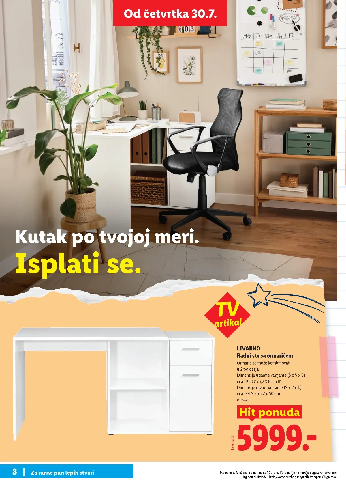 Lidl školski katalog stranica 8 – LIVARNO radni sto sa ormarićem za 5999 RSD