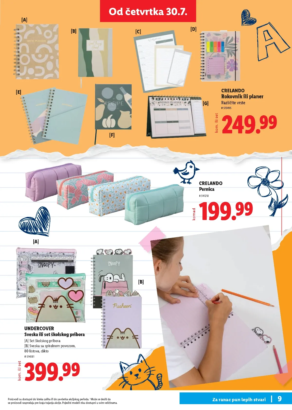 Lidl školski katalog stranica 9 – set školskog pribora, planer i pernica