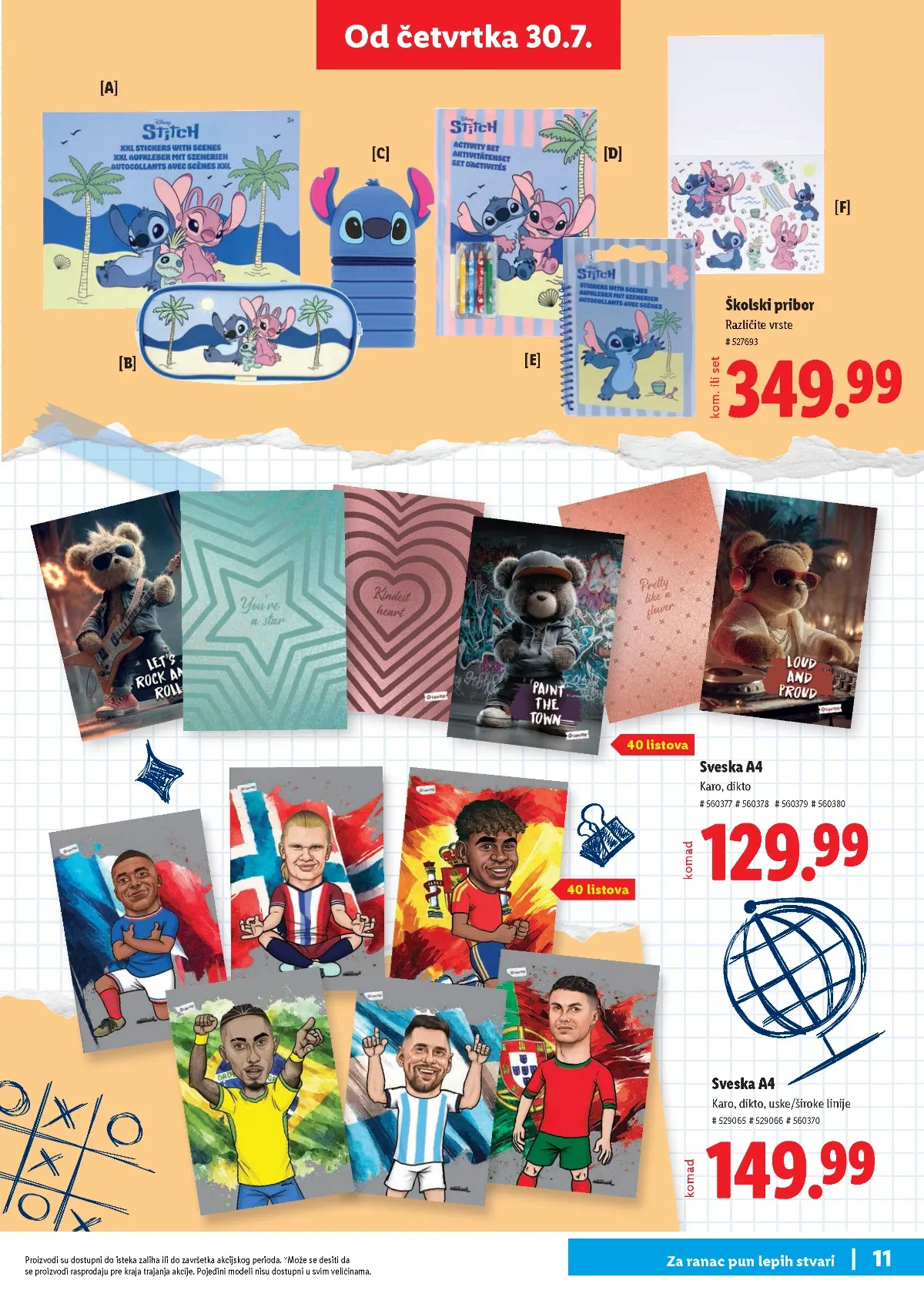 Lidl školski katalog stranica 11 – školske sveske A4 i školski pribor