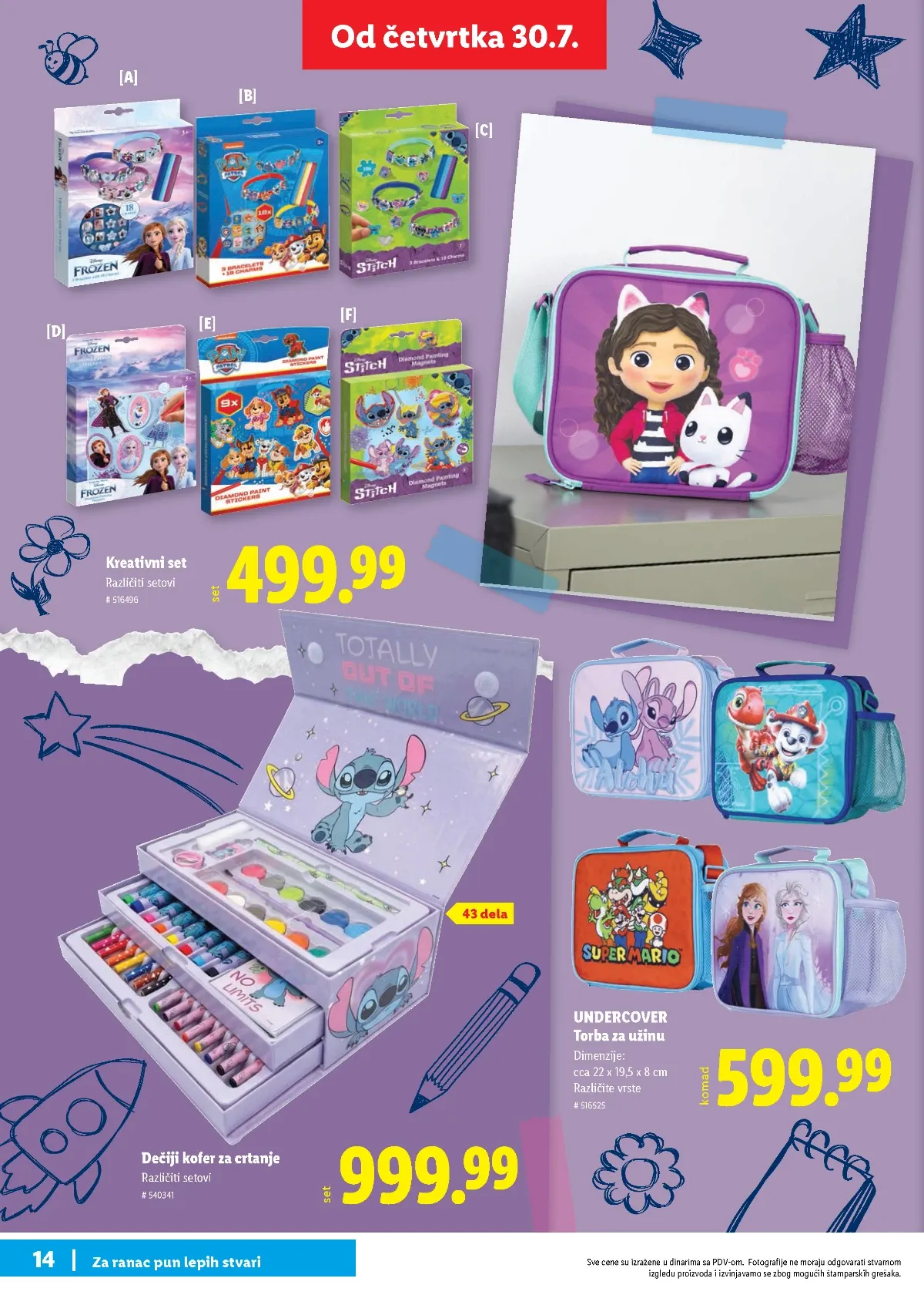 Lidl školski katalog stranica 14 – kofer za crtanje, kreativni setovi i torba za užinu
