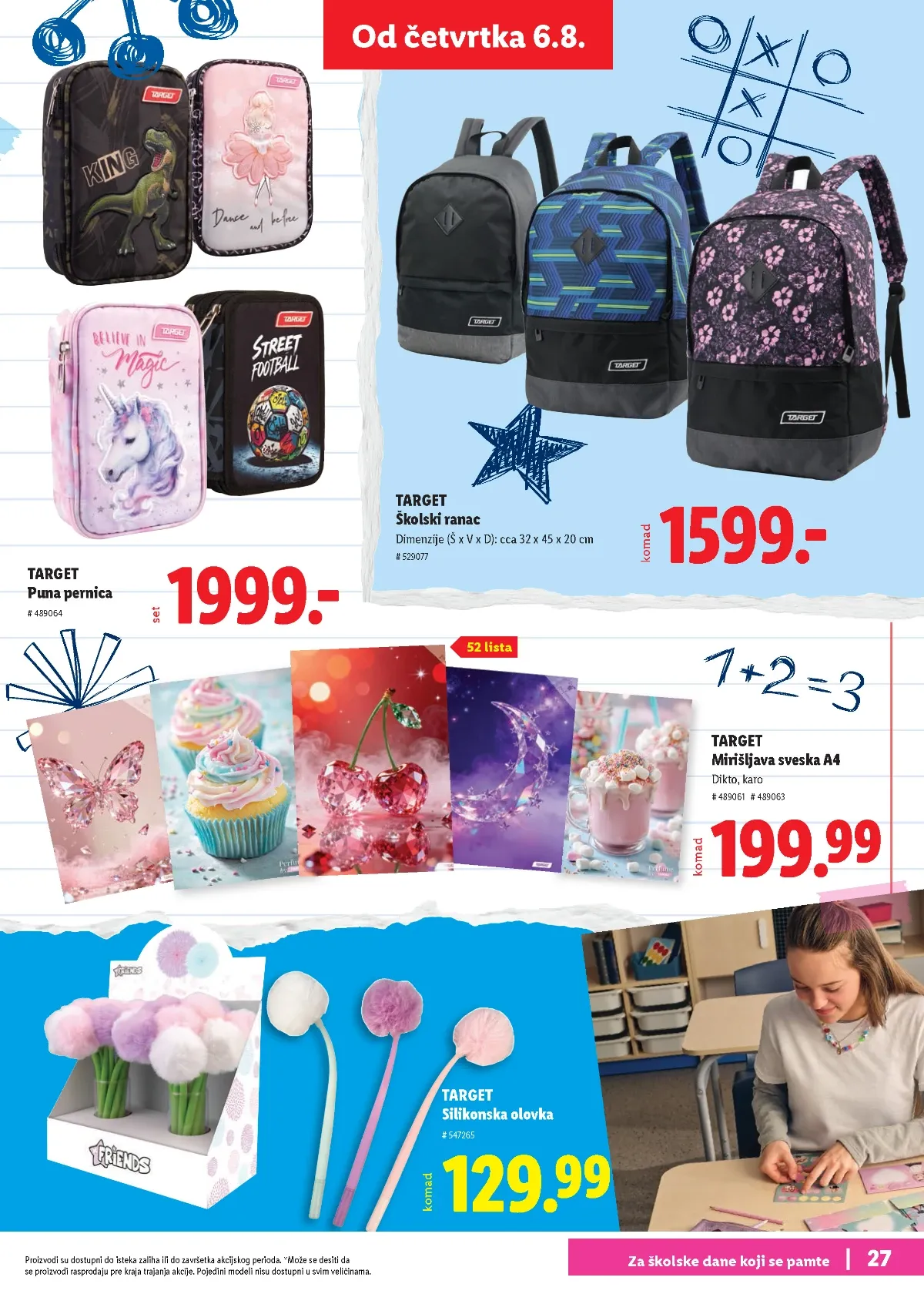 Lidl školski katalog stranica 27 – TARGET školski ranac, puna pernica i mirisne sveske