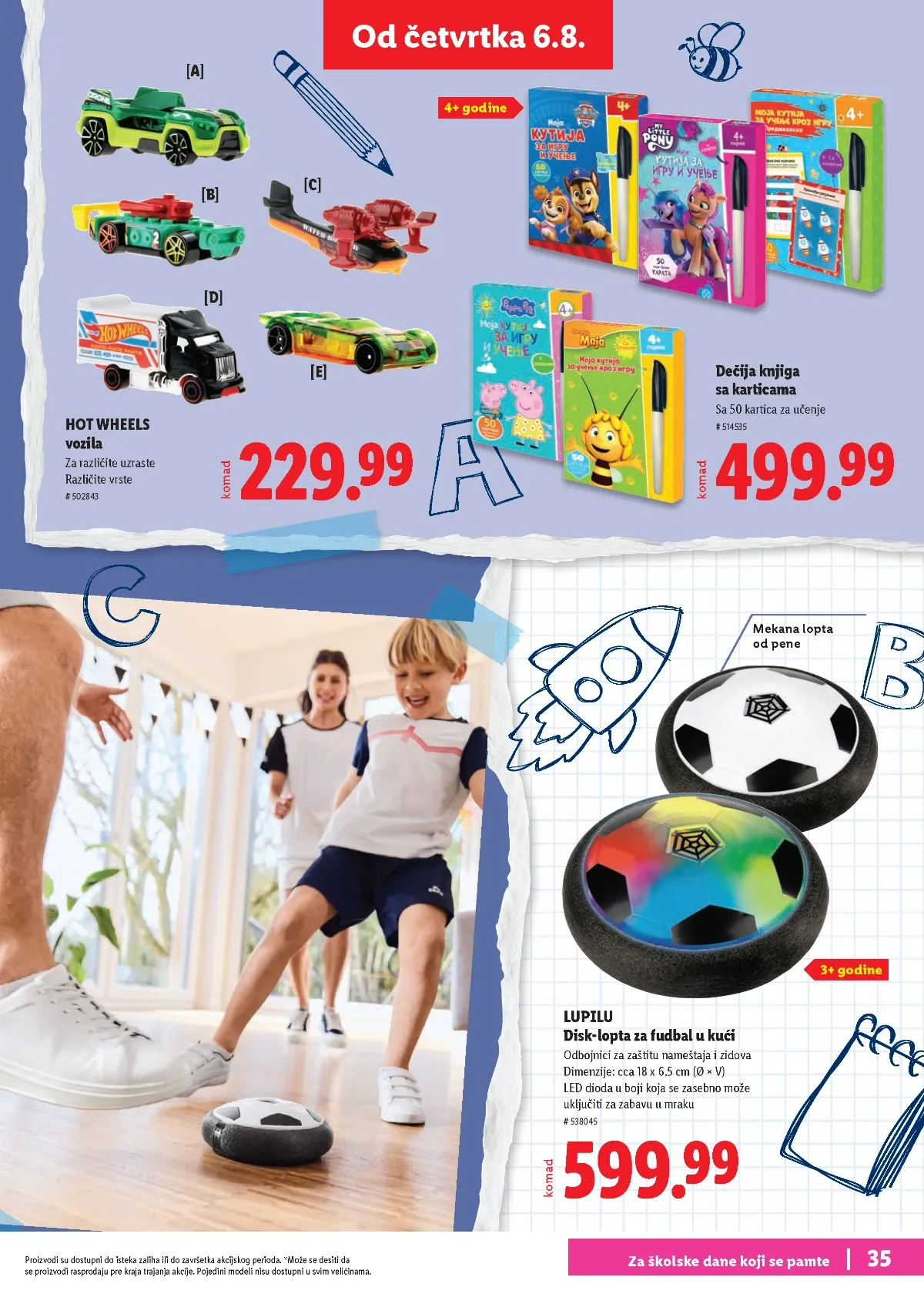 Lidl školski katalog stranica 35 – Hot Wheels autići i LUPILU disk lopta