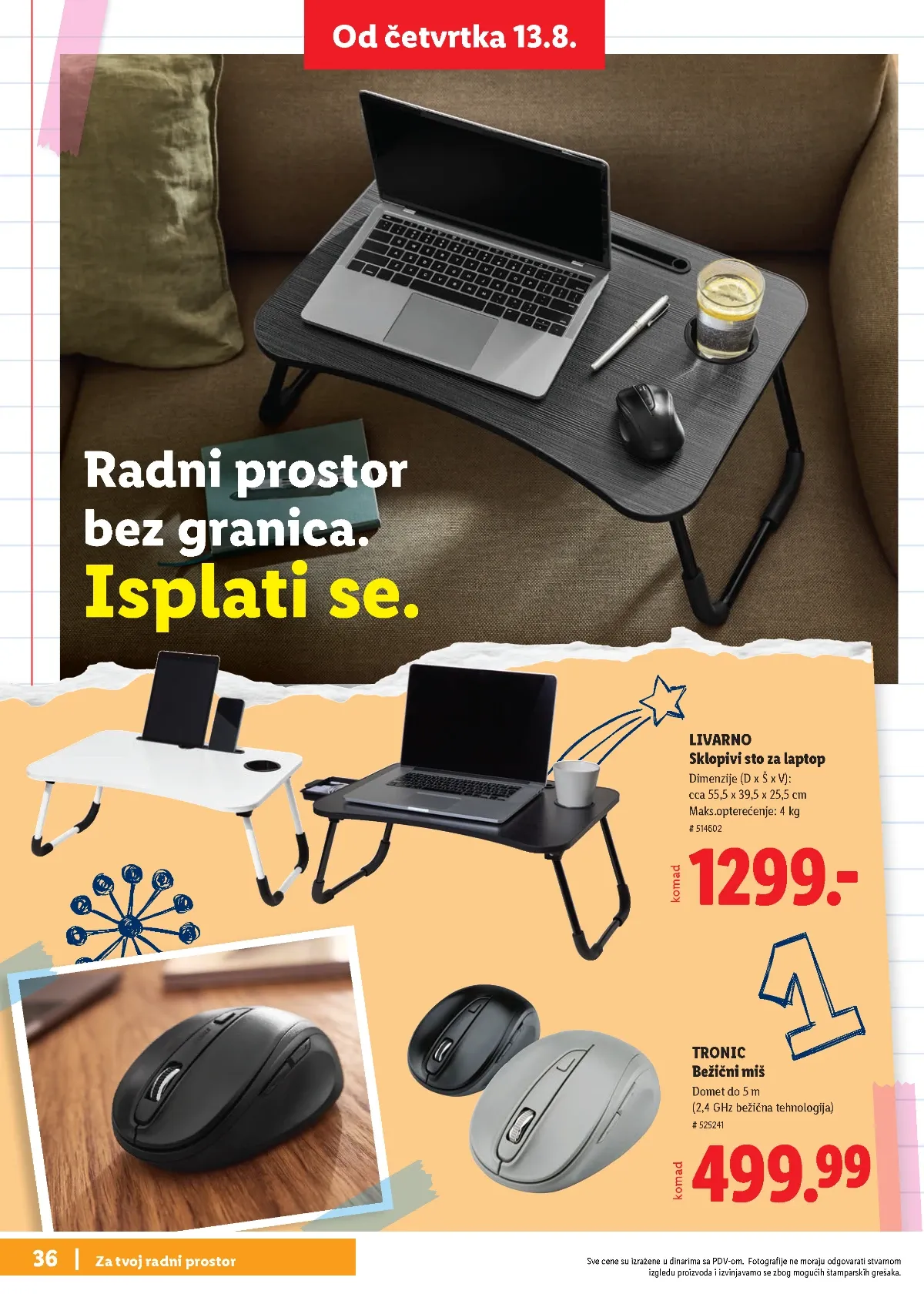 Lidl školski katalog stranica 36 – sklopivi sto za laptop i bežični miš