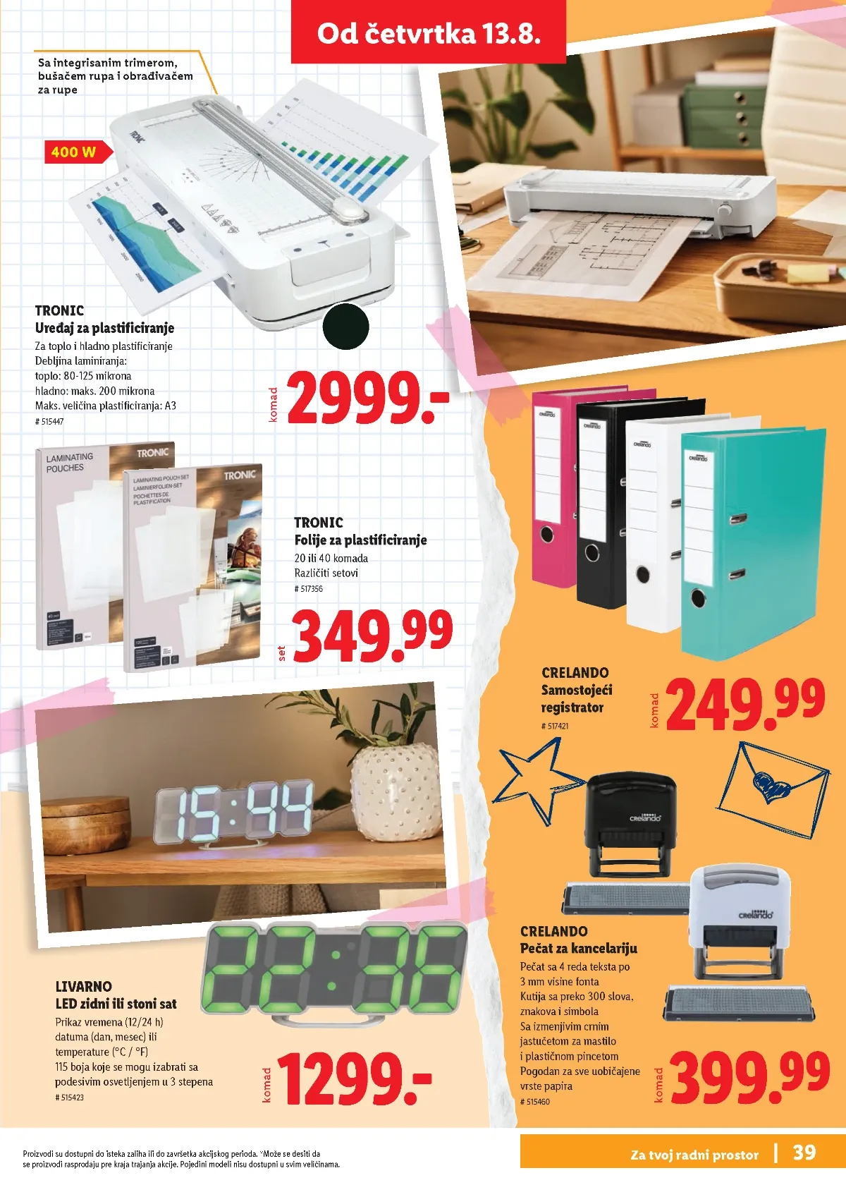 Lidl školski katalog stranica 39 – kancelarijski dodaci i pribor za radni prostor