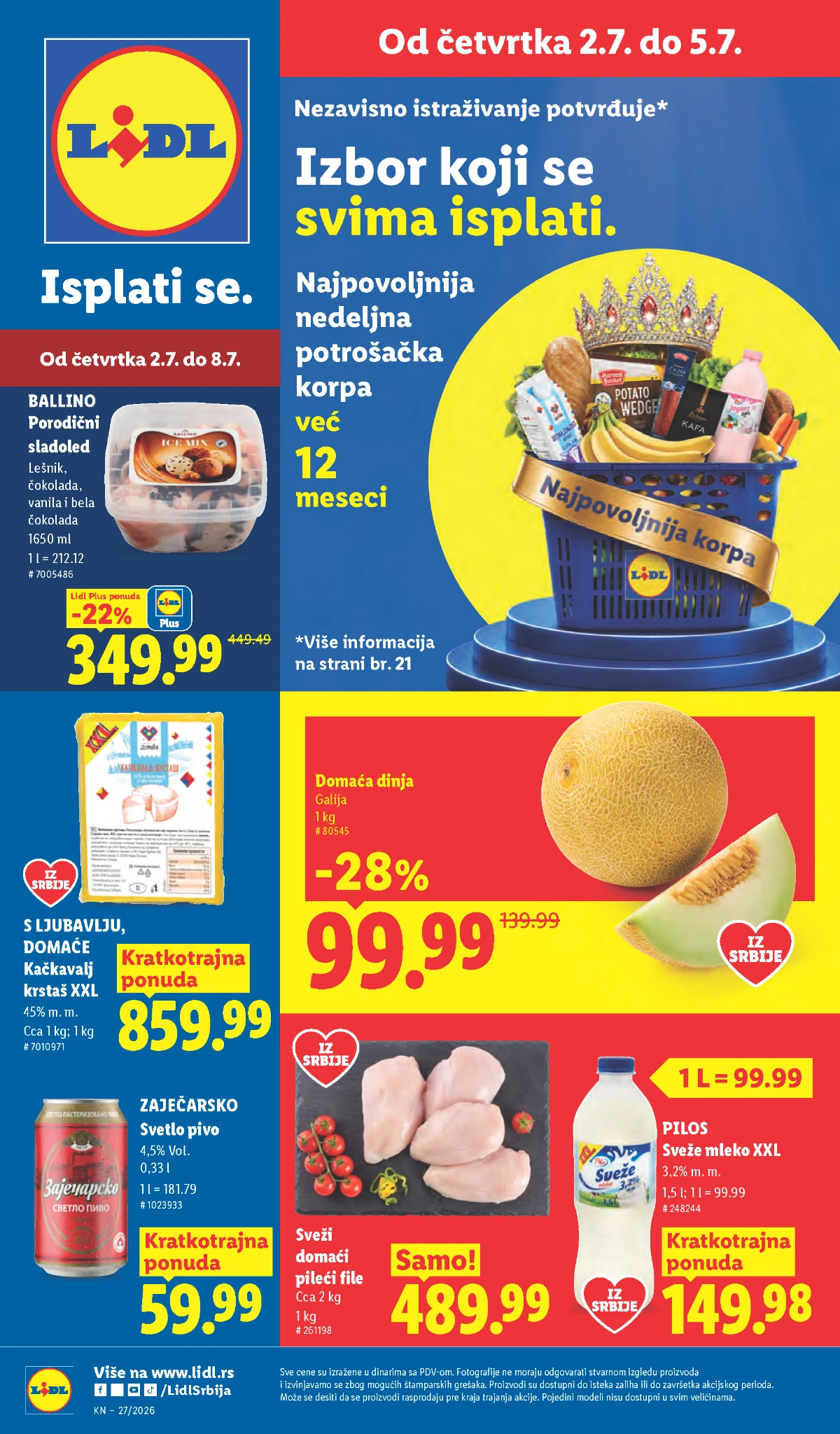 Lidl katalog do 08.07.2026 – Lidl Plus ponude, Lidlova pijaca i popusti na prehranu i svakodnevne proizvode