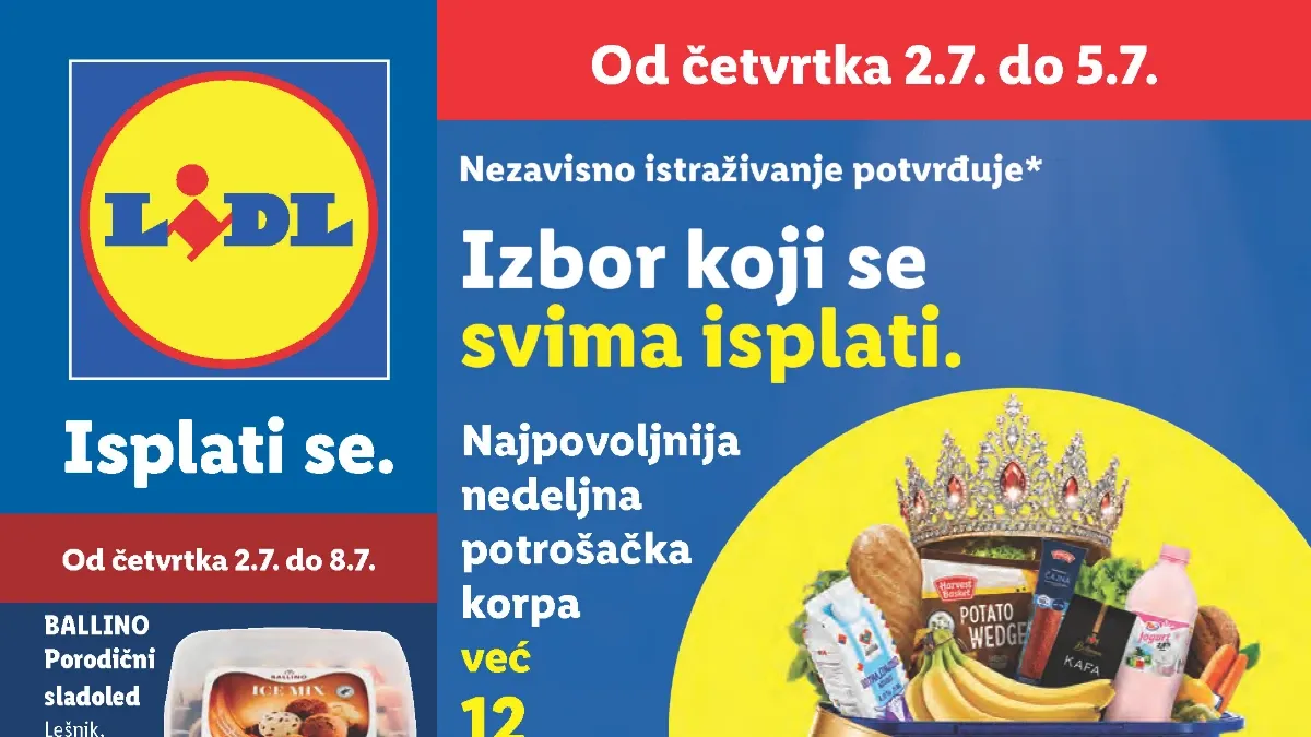 Lidl katalog do 08.07.2026 – Lidlova pijaca, Lidl Plus ponude i popusti na prehranu, voće, povrće i svakodnevne proizvode
