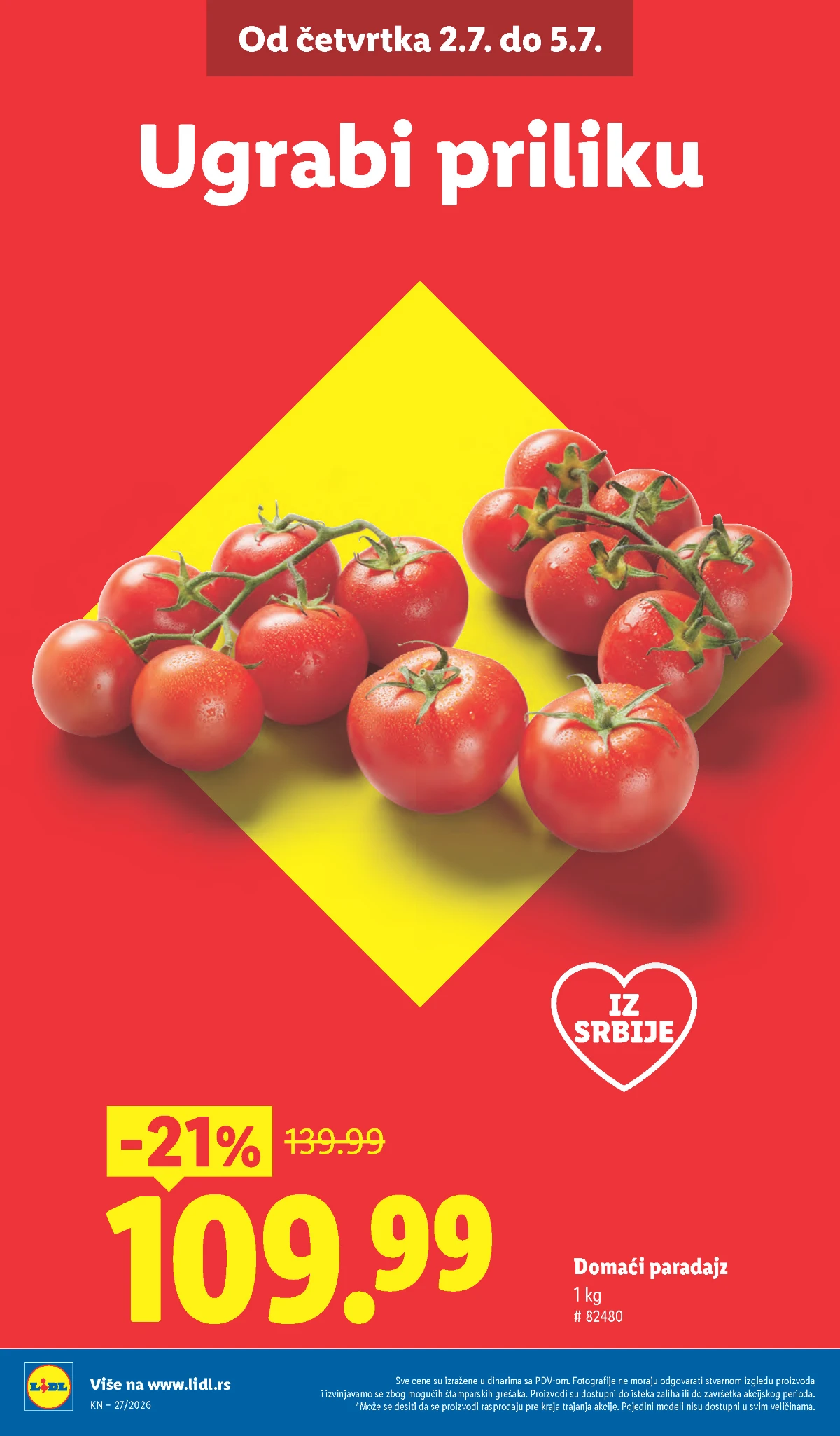 Domaći paradajz na akciji u Lidl katalogu od 02.07. do 05.07.2026
