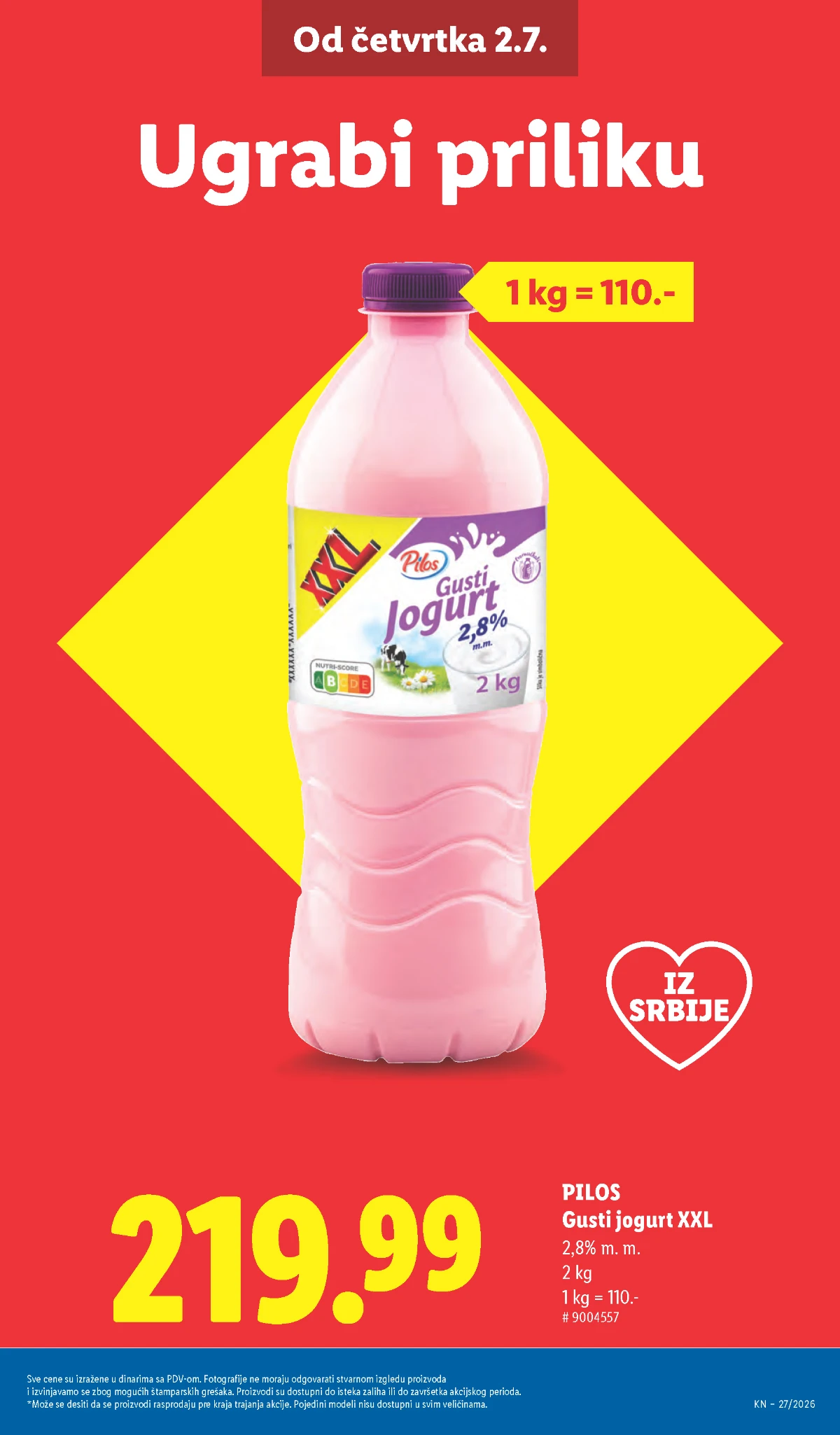 Pilos gusti jogurt XXL na akciji u Lidl katalogu od 02.07.2026
