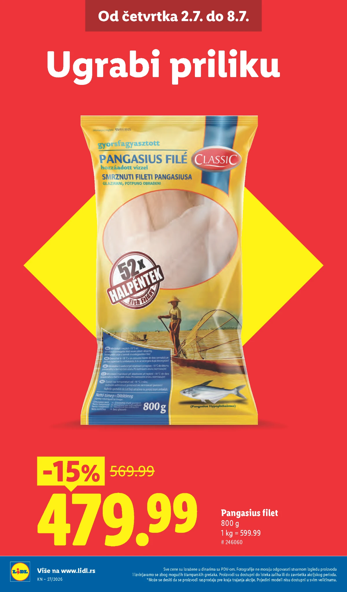 Pangasius filet na akciji u Lidl katalogu od 02.07. do 08.07.2026