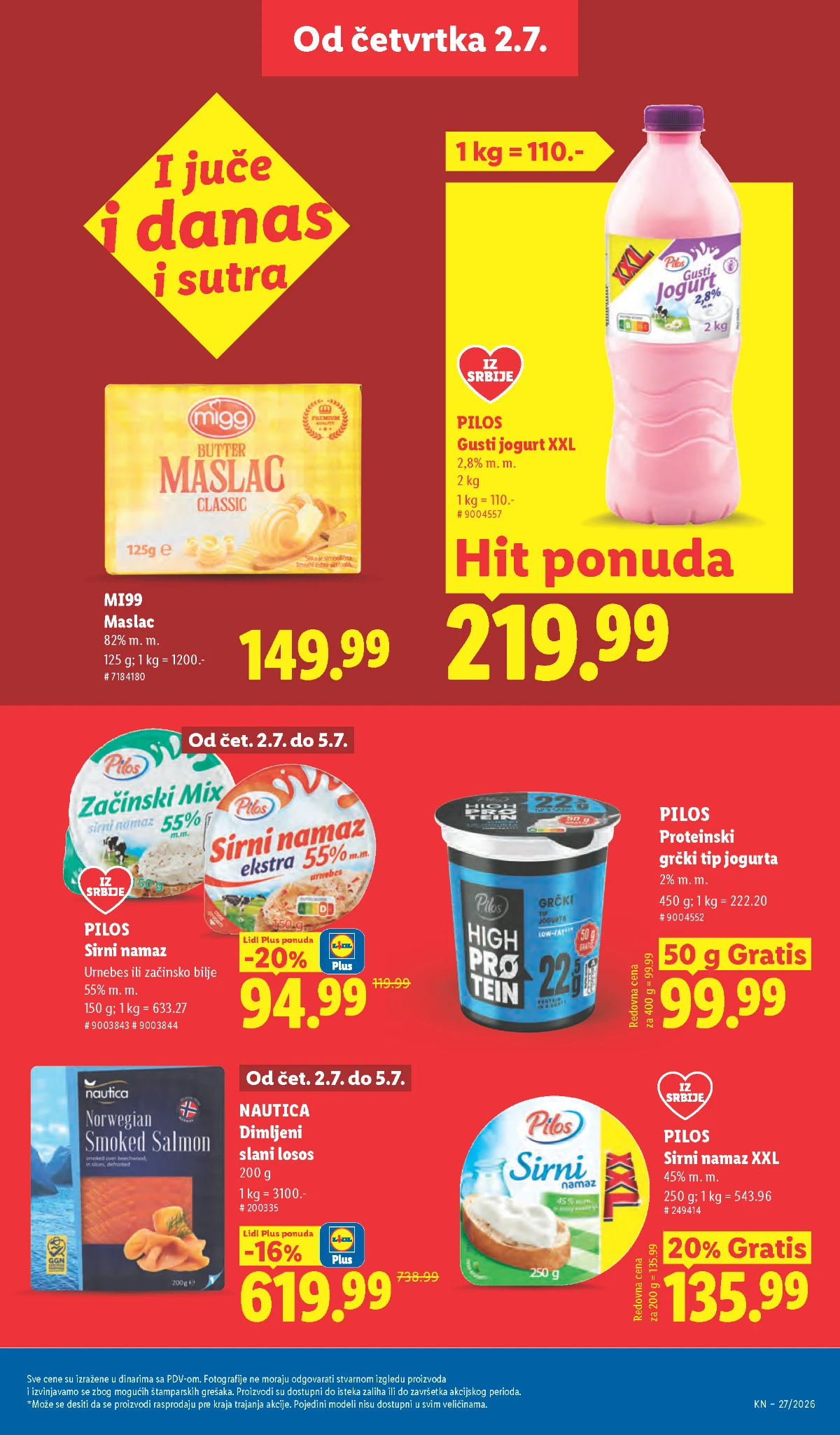 Stalno povoljne cene prehrambenih proizvoda u Lidl katalogu