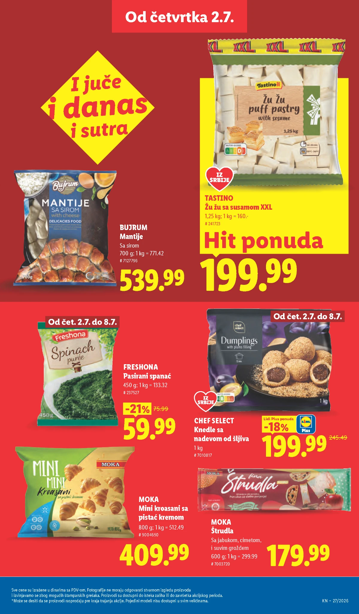 Zamrznuti program i prehrambeni proizvodi u Lidl katalogu od 02.07. do 08.07.2026