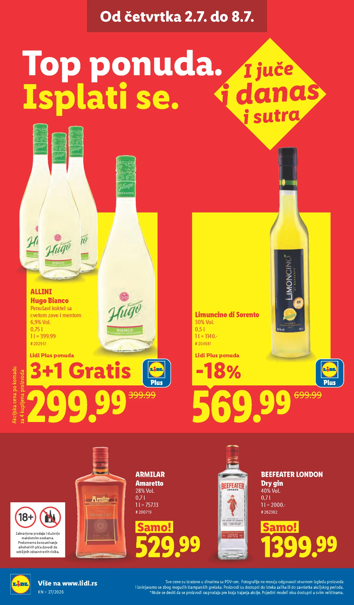 Stalno povoljne cene prehrambenih proizvoda u Lidl katalogu od 02.07. do 08.07.2026