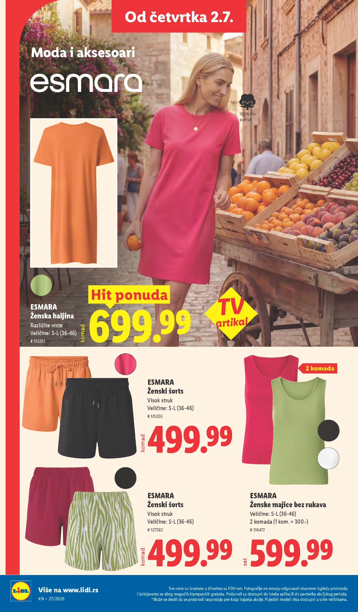Ženska letnja odeća i pidžame u Lidl ponudi