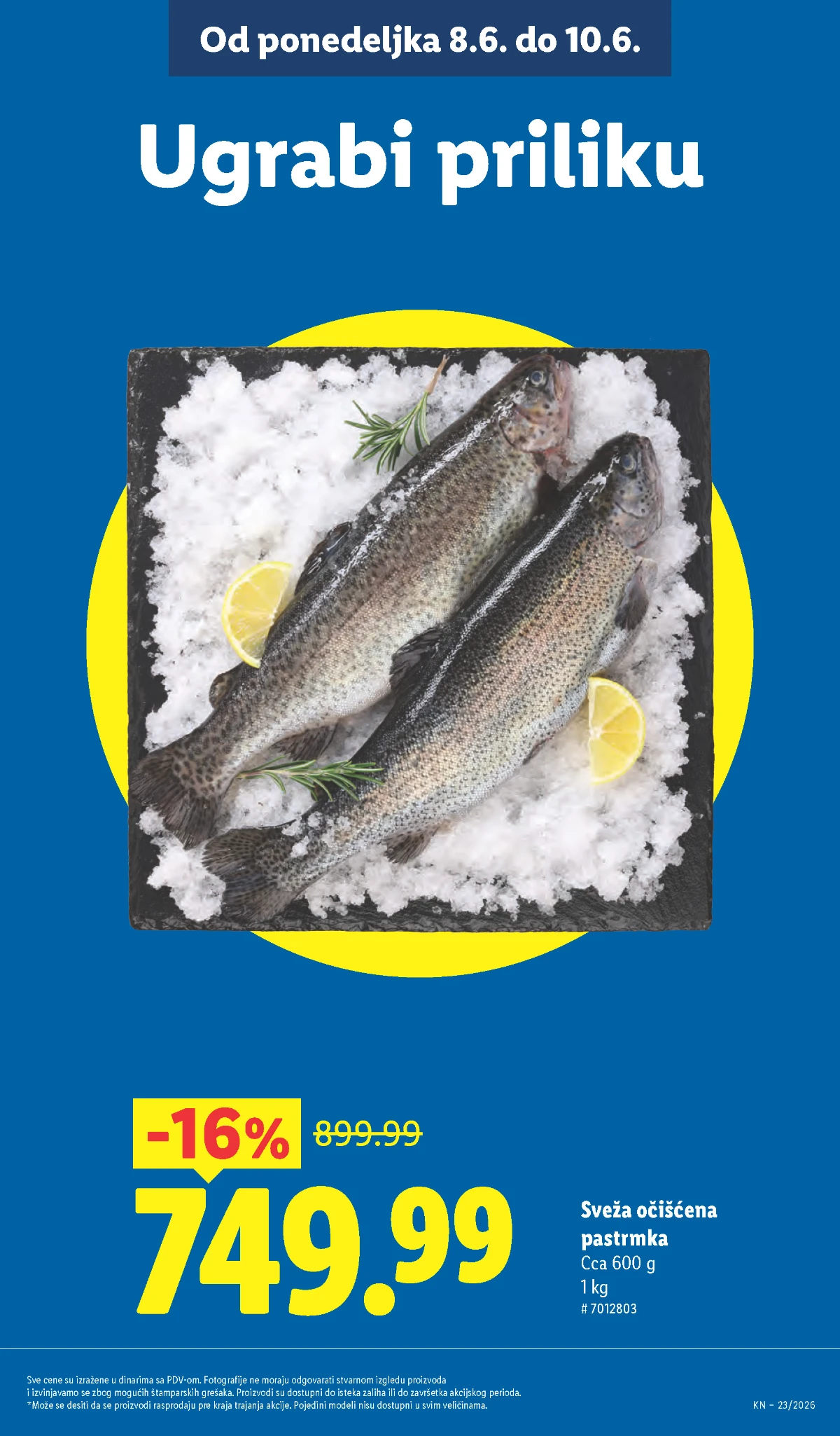 Lidl akcija od 08.06. do 10.06.2026 – sveža očišćena pastrmka na sniženju