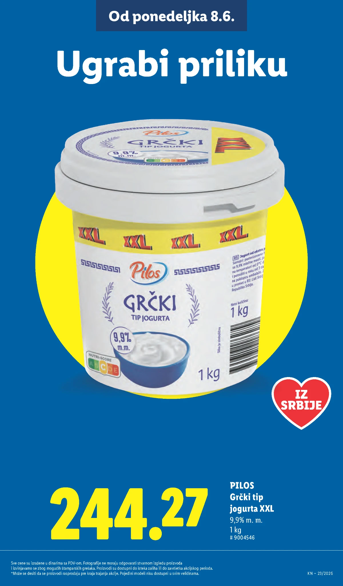 Lidl akcija od 08.06.2026 – Pilos grčki tip jogurta XXL