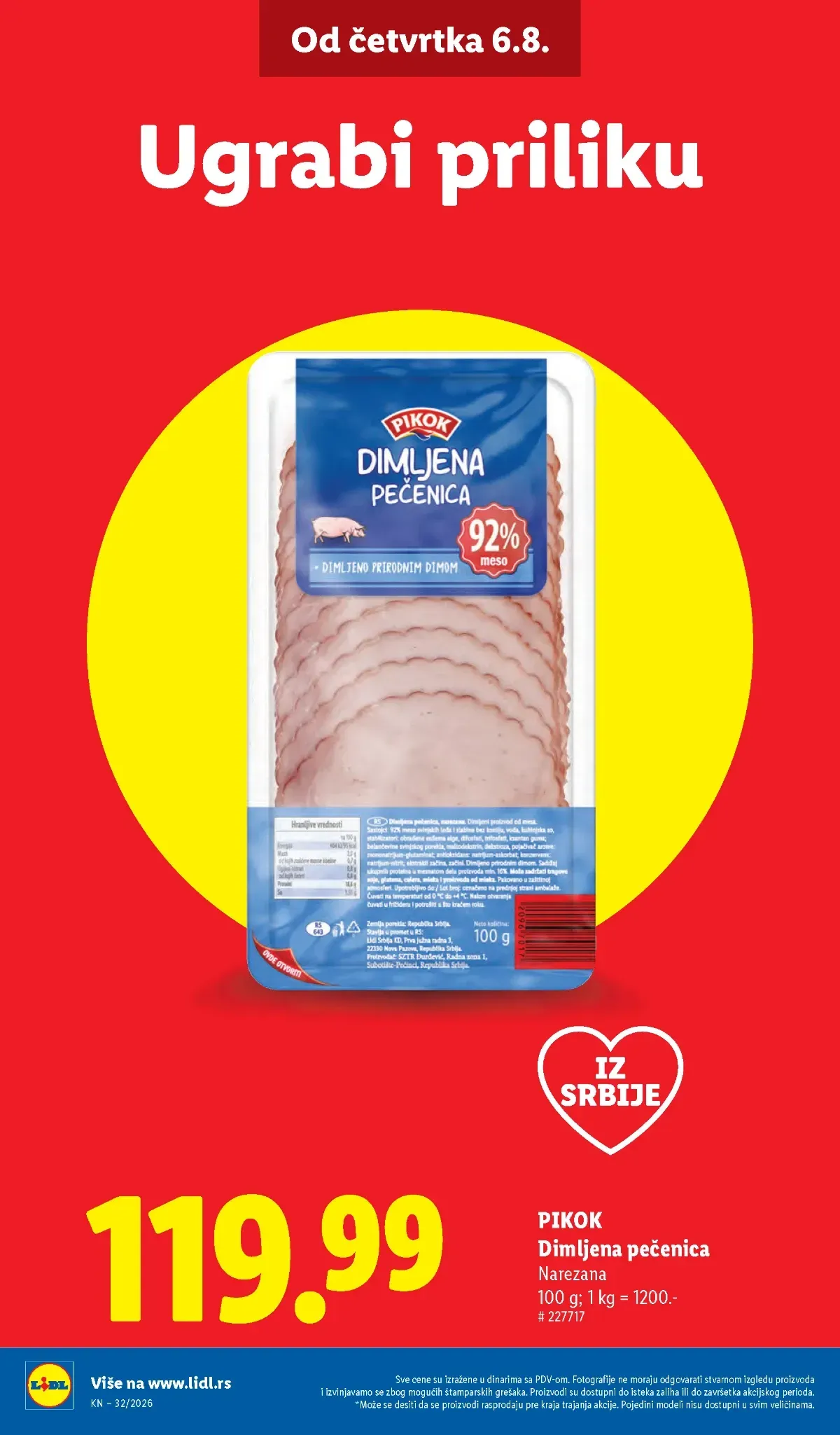 Pikok dimljena pečenica i mesne akcije u Lidl katalogu