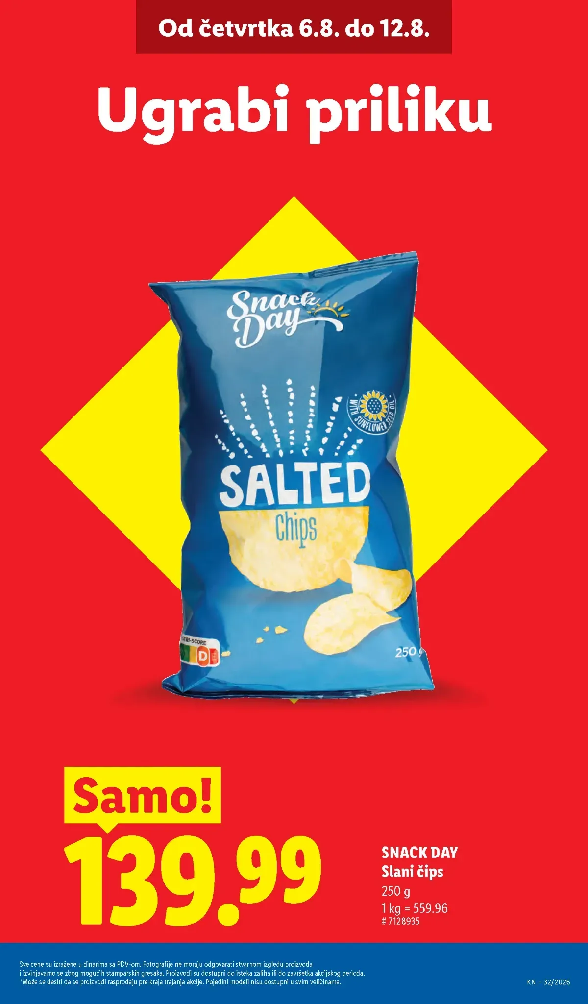 Snack Day čips i grickalice u Lidl katalogu do 12.08.2026.