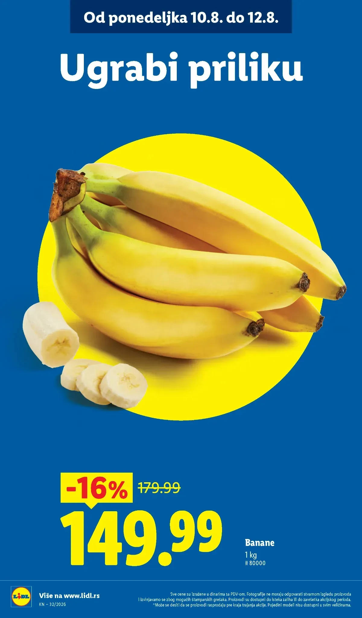 Banane na akciji u Lidl katalogu do 12.08.2026.